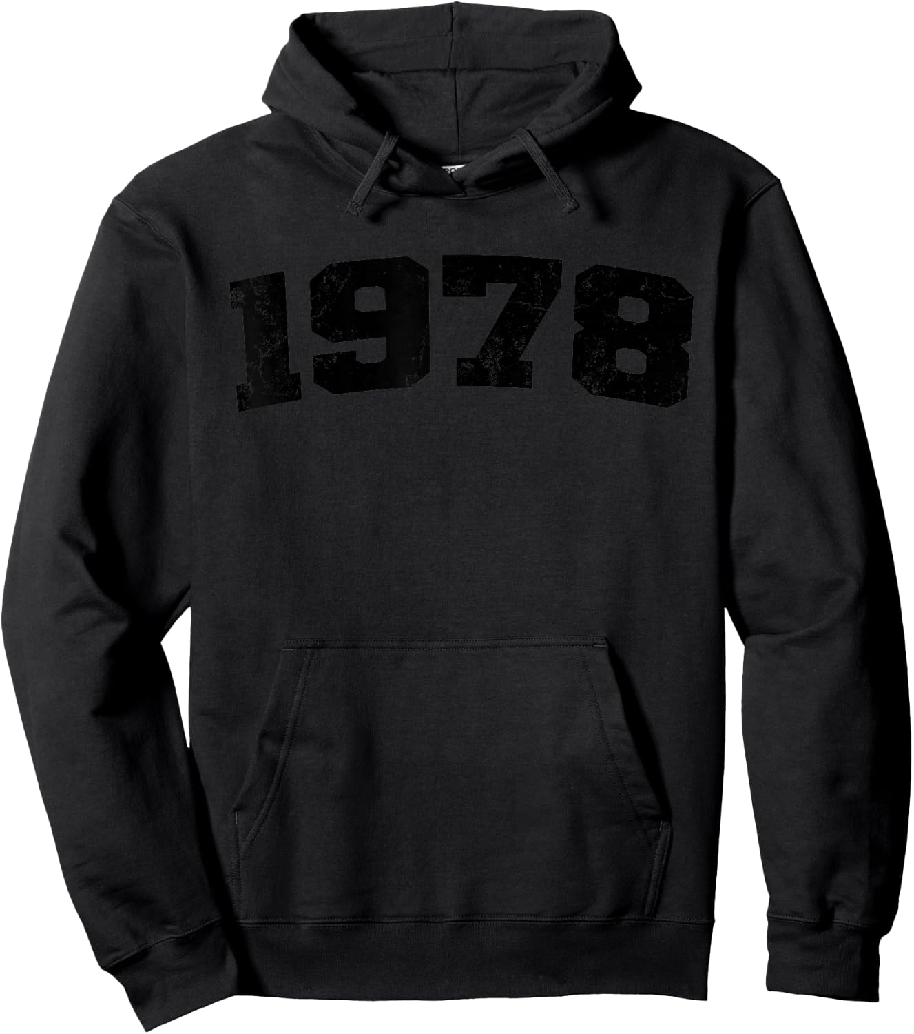 1978 Vintage Arched Varsity Retro Distressed Birthday Year Hoodie - Hoodie | Black