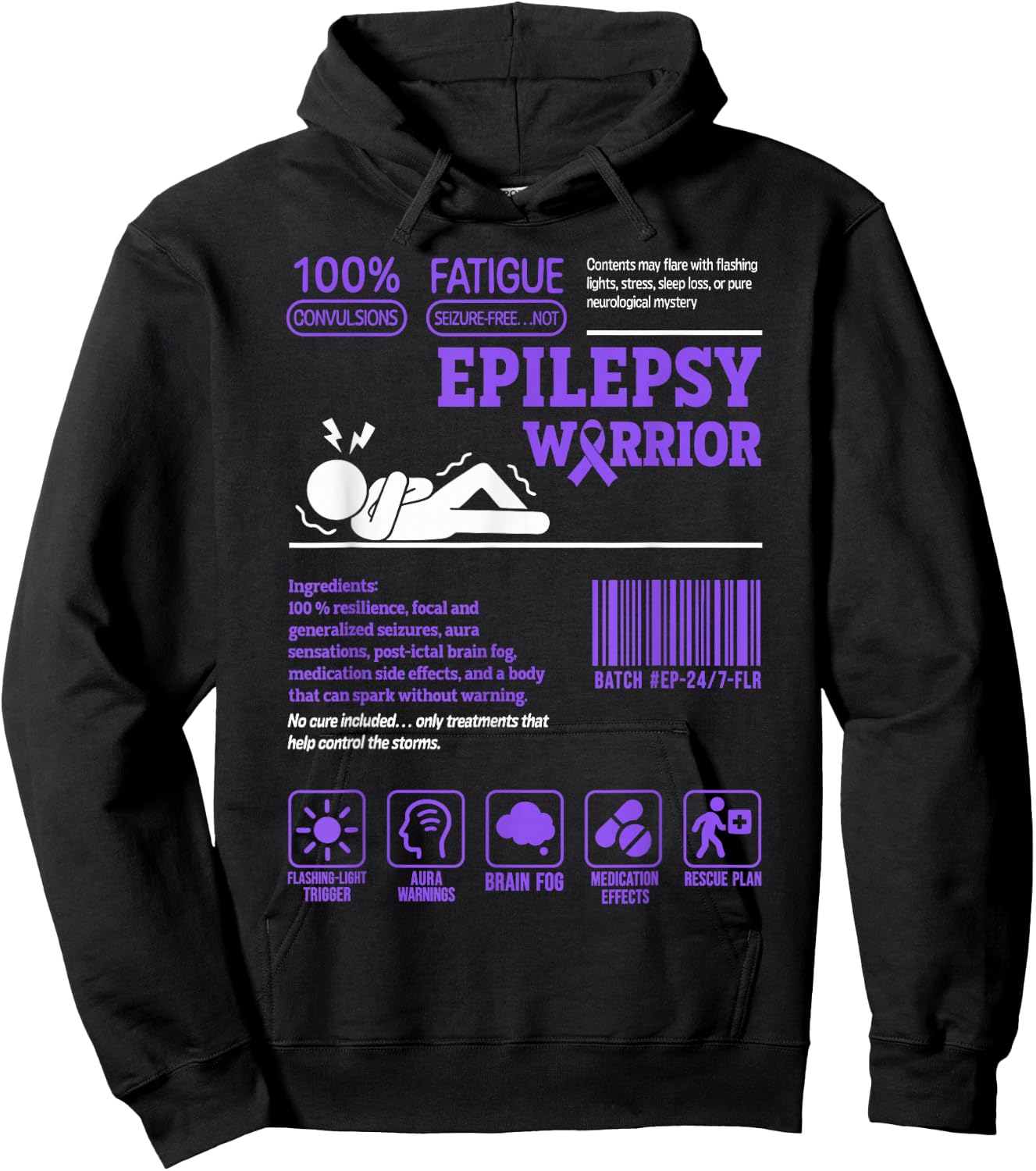 Funny Epilepsy Warrior Epilepsy Awareness Hoodie - Hoodie | Black