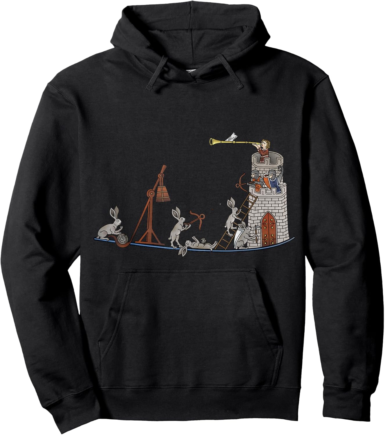Marginalia Medieval Rabbits Siege Castle - MargiKnights Hoodie - Hoodie | Black