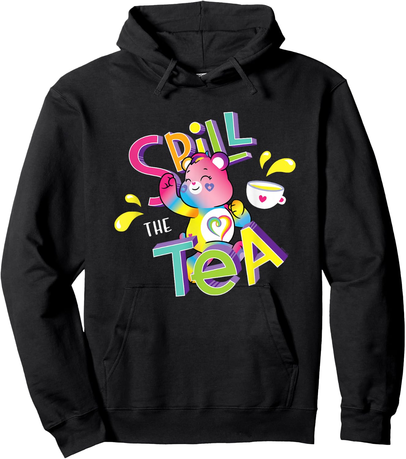 Care Bears Spill the Tea Kindness Keeper Rainbows Cartoon Hoodie - Hoodie | Black