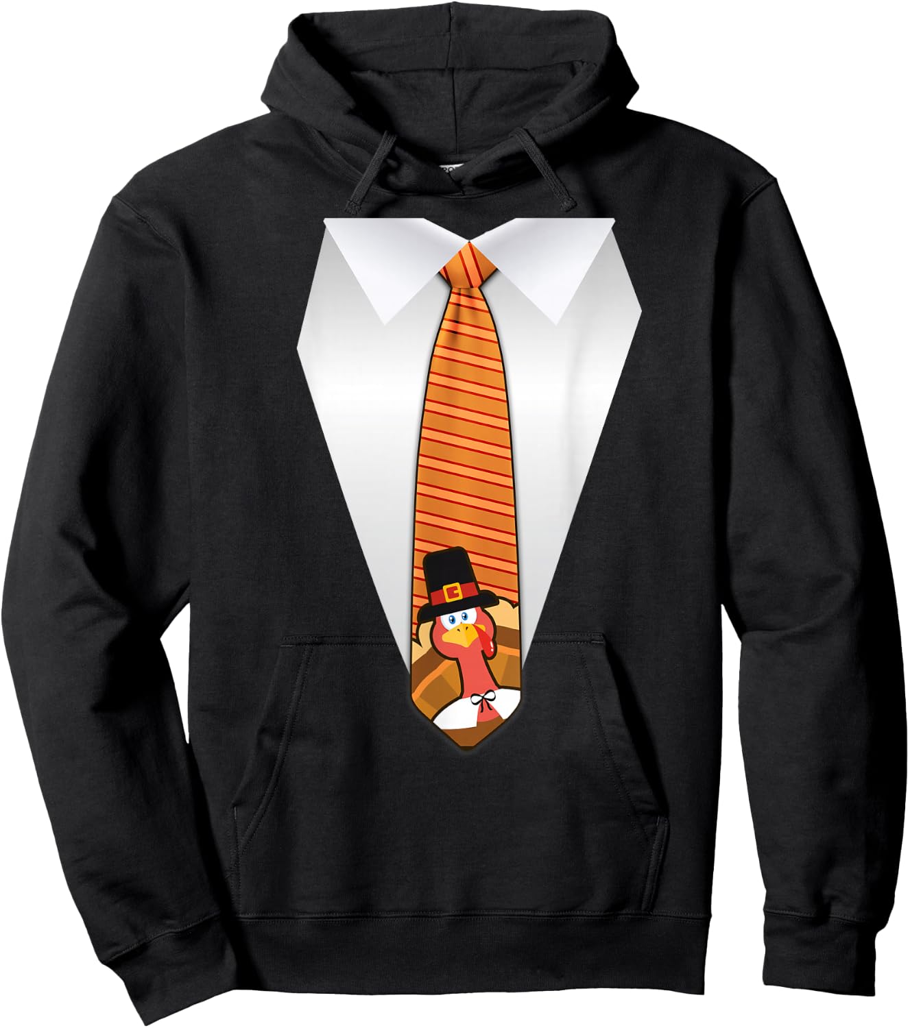 Oh Boy Love It Thanksgiving Family Dinner Tie, Funny Thanksgiving Turkey Tie Hoodie - Hoodie | Black