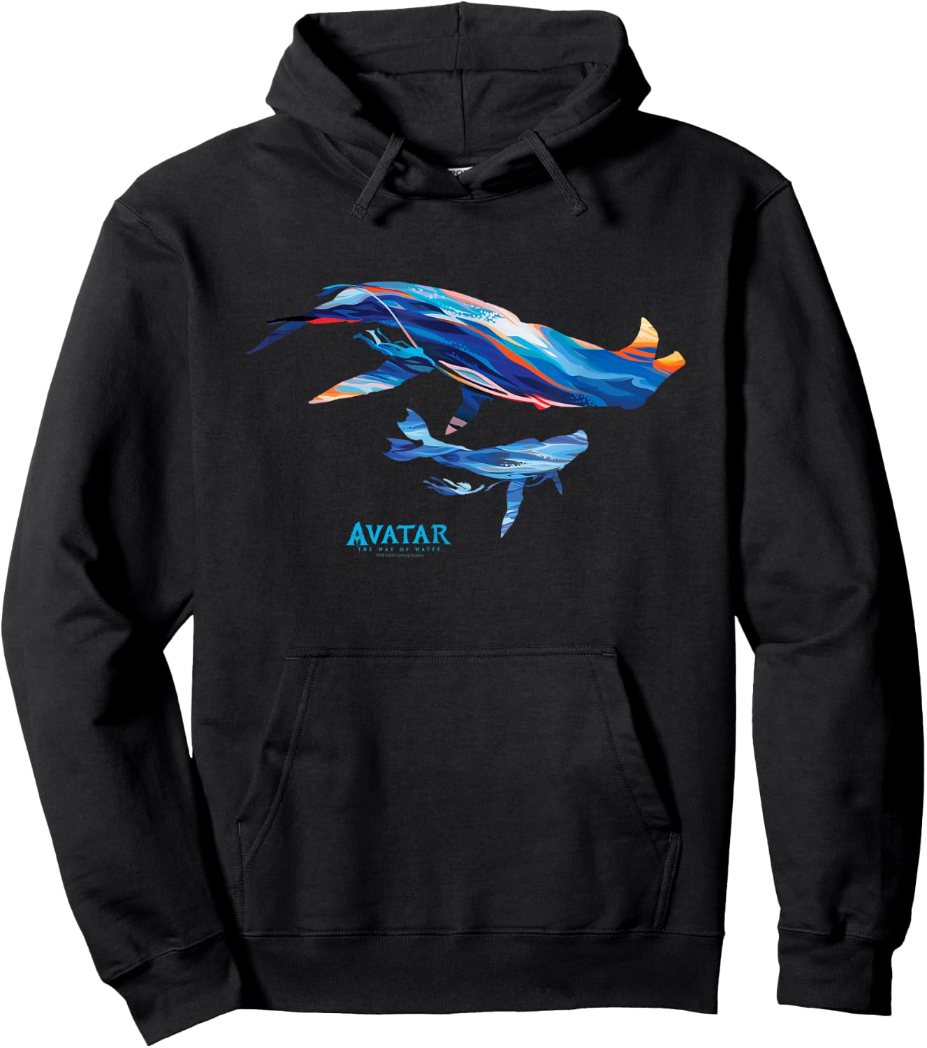 Avatar: The Way of Water Tulkun Mother and Calf Illustrated Hoodie - Hoodie | Black