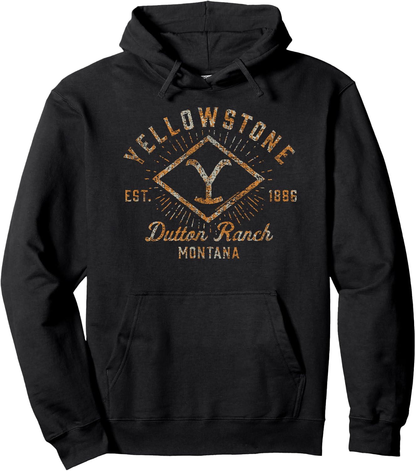 Yellowstone Sunburst Logo Dutton Ranch , black Hoodie - Hoodie | Black