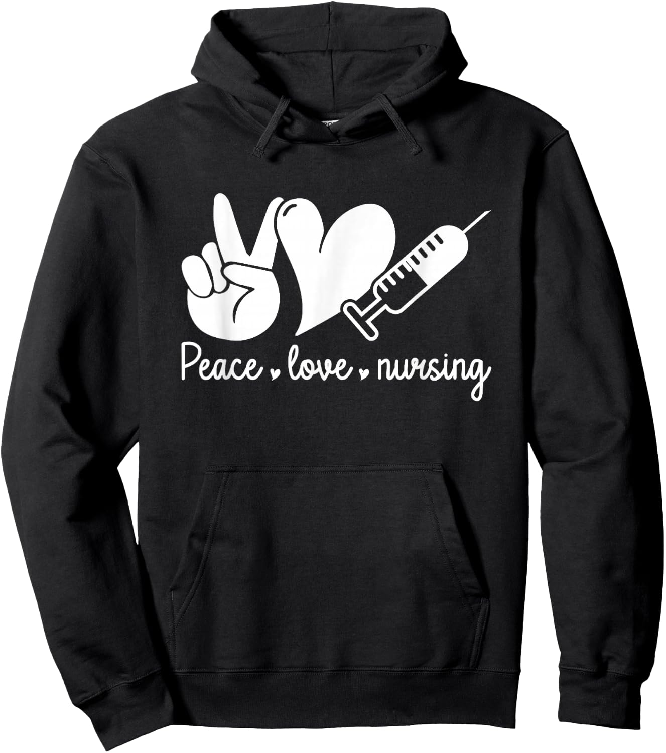 Peace Love Nursing Leopard Print Cute Nurse , Small, Black Hoodie - Hoodie | Black