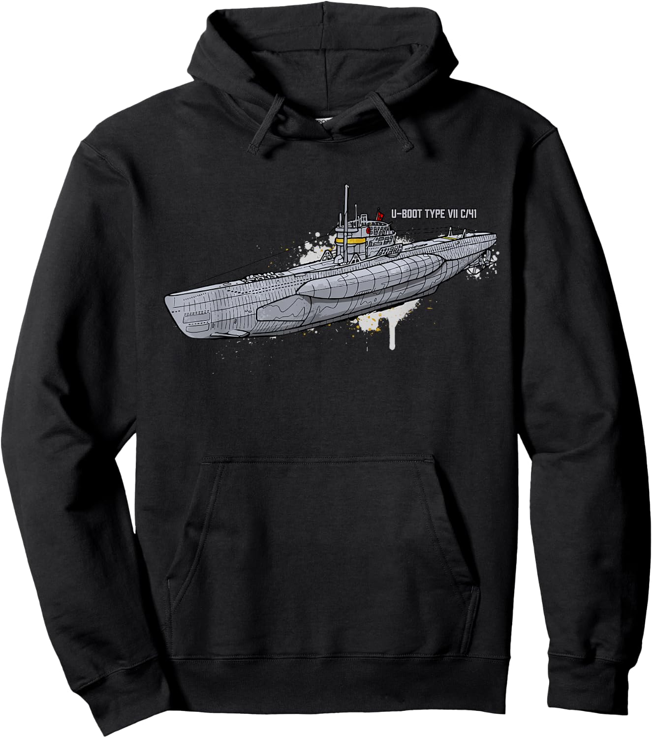 U-Boot Type VII/C/41 WWII Submarine Kriegsmarine , Black, S Hoodie - Hoodie | Black