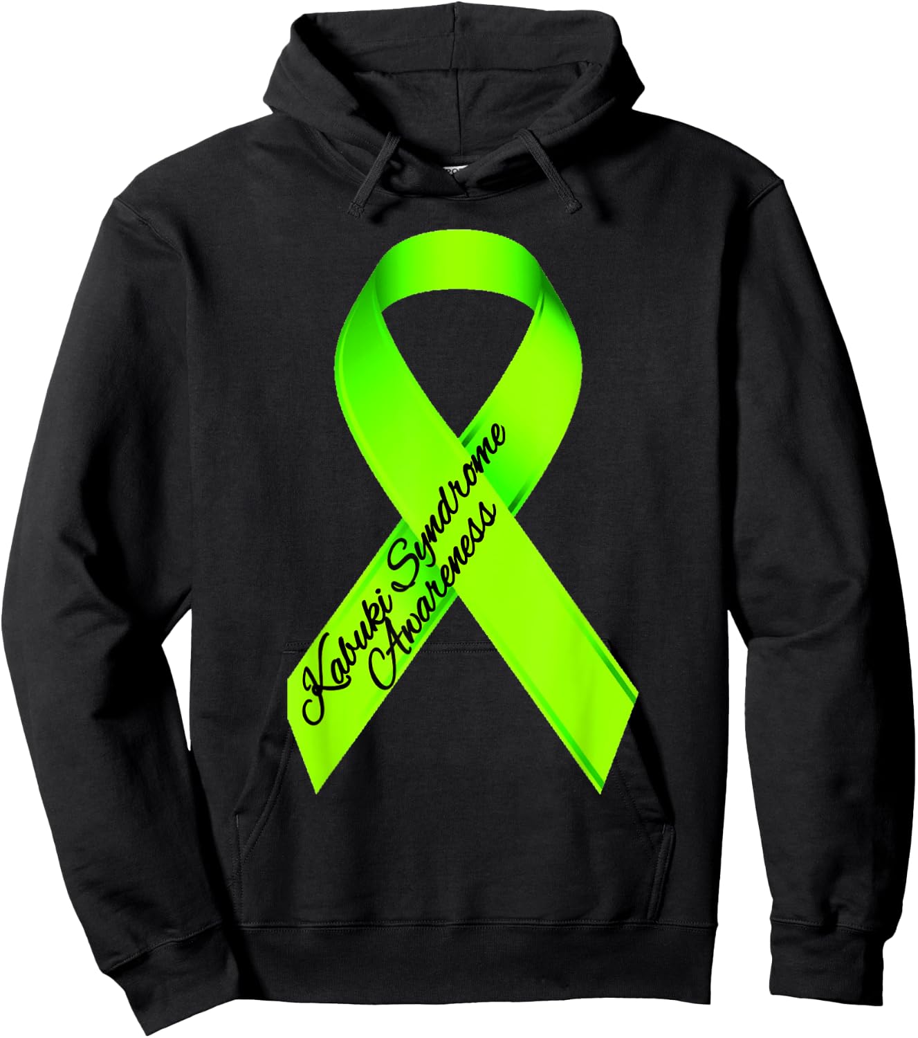 Kabuki Syndrome Awareness Lime Green Graffiti Ribbon Hoodie - Hoodie | Black