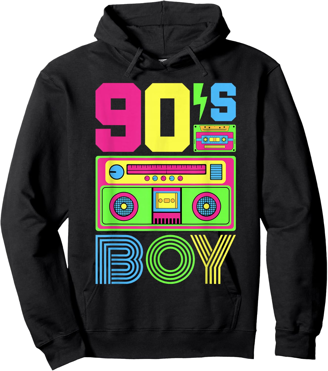 90s Boy 1990s Fashion 90 Theme Party Outfit Nineties Costume Hoodie - Hoodie | Black