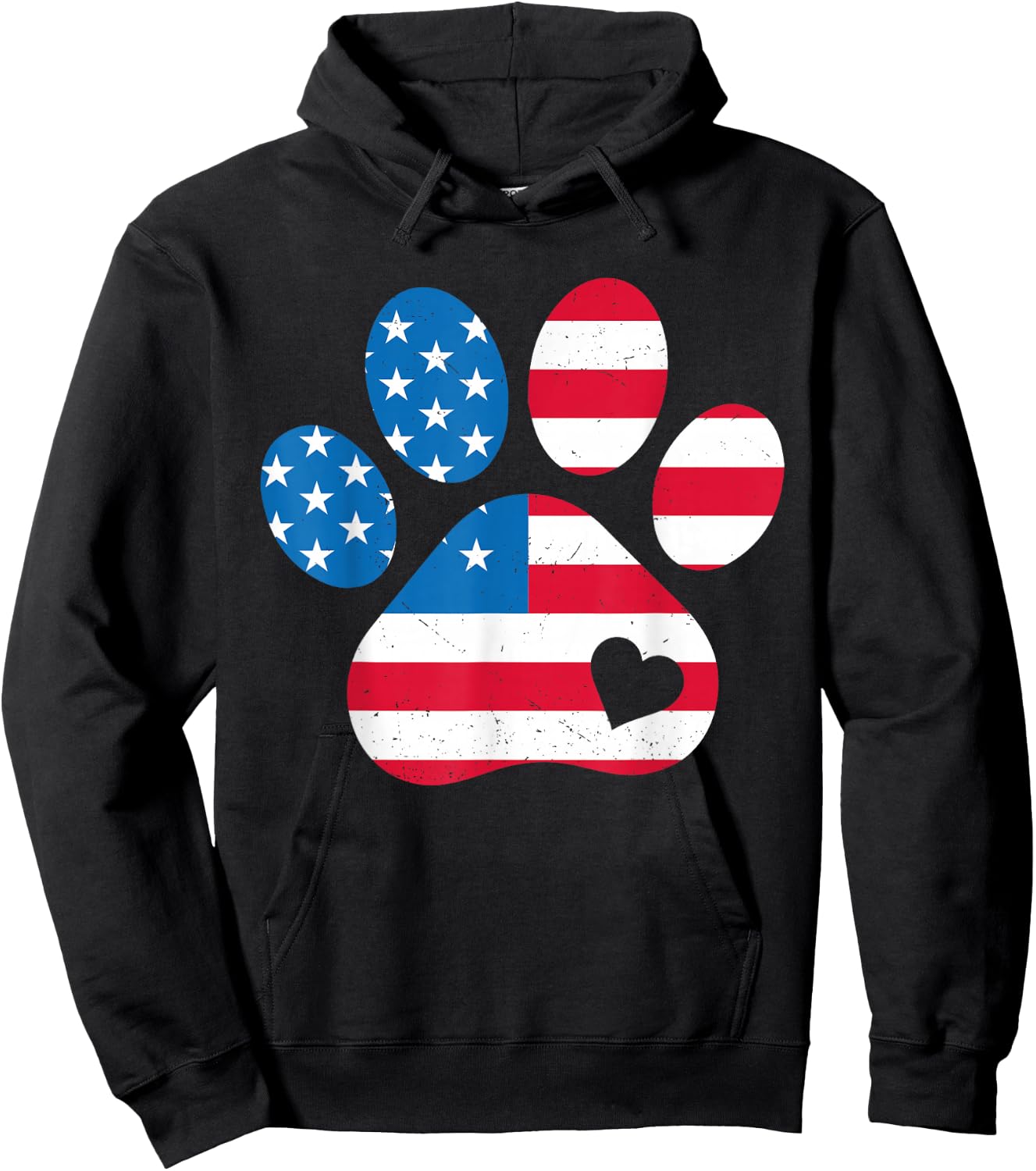 USA Dog Paw Print American 4th of July Puppy Paws Patriotic Hoodie - Hoodie | Black