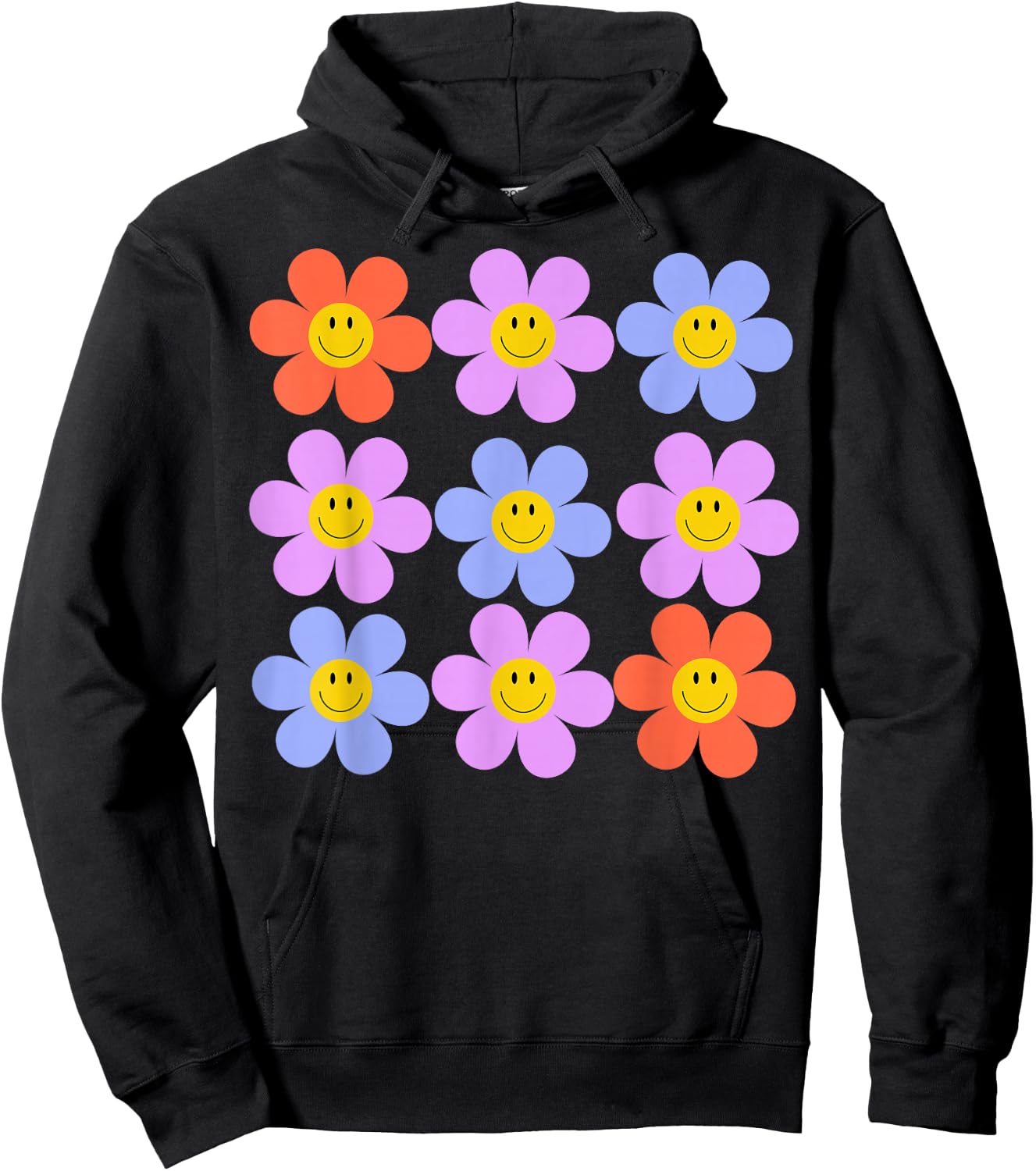 Hippie Retro Flower Power Kawaii Blumen Floral 60er 70er Jahre Hoodie - Hoodie | Black