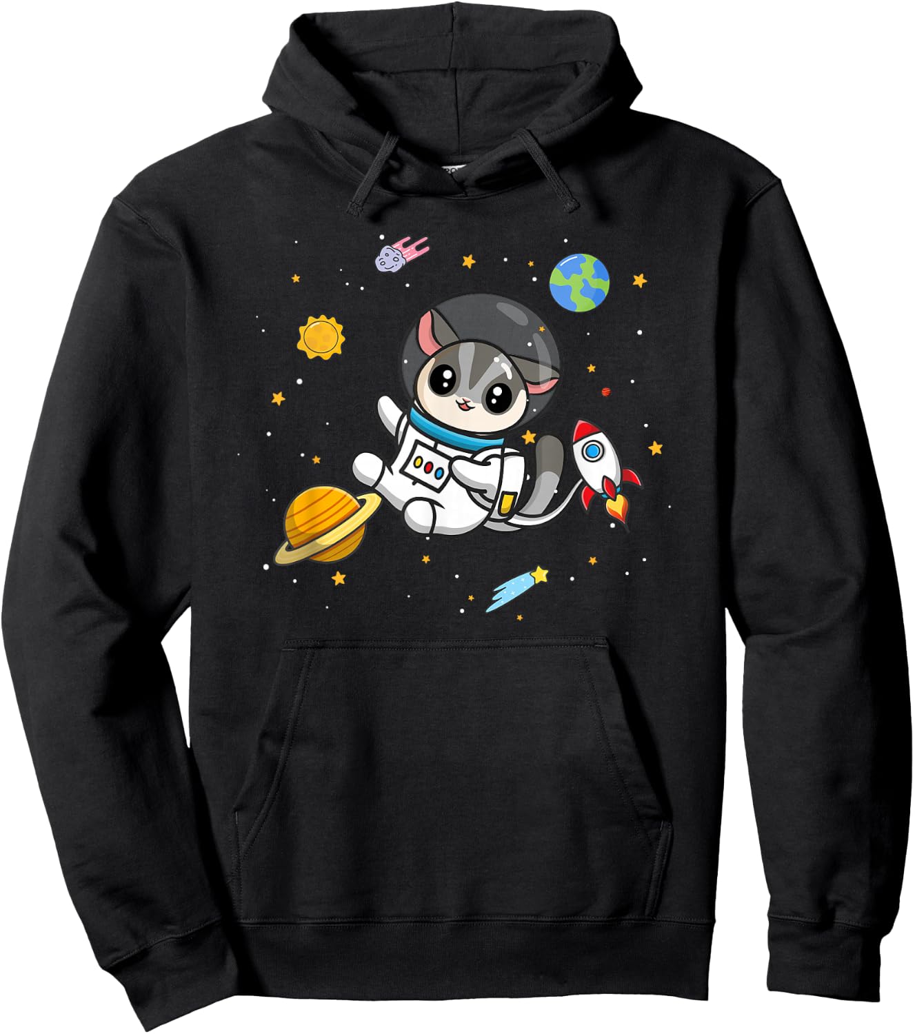 Boys Girls Cute Kawaii Kids Space Pet Sugar Glider Mom Lover Hoodie - Hoodie | Black