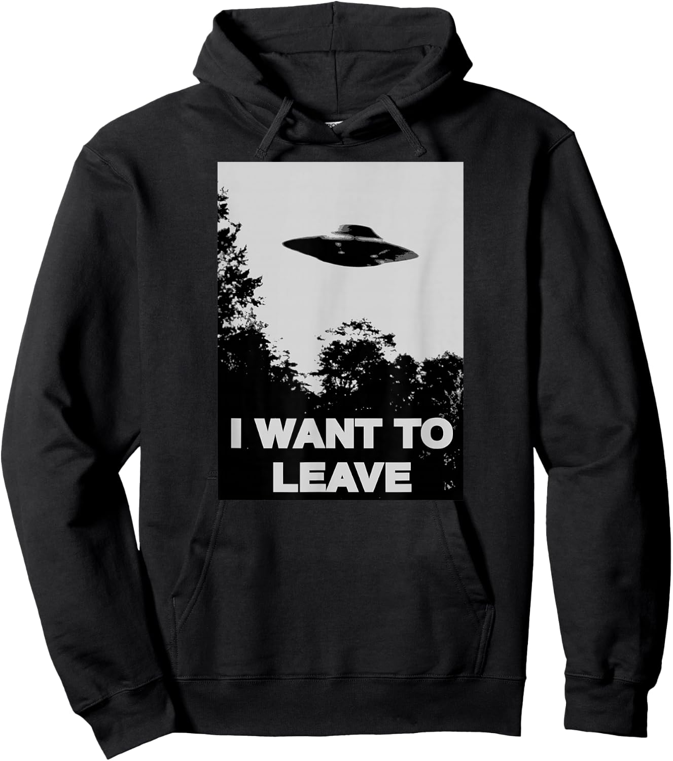 I WANT TO LEAVE UFO Cult Mulder Inspired Alien Hoodie - Hoodie | Black