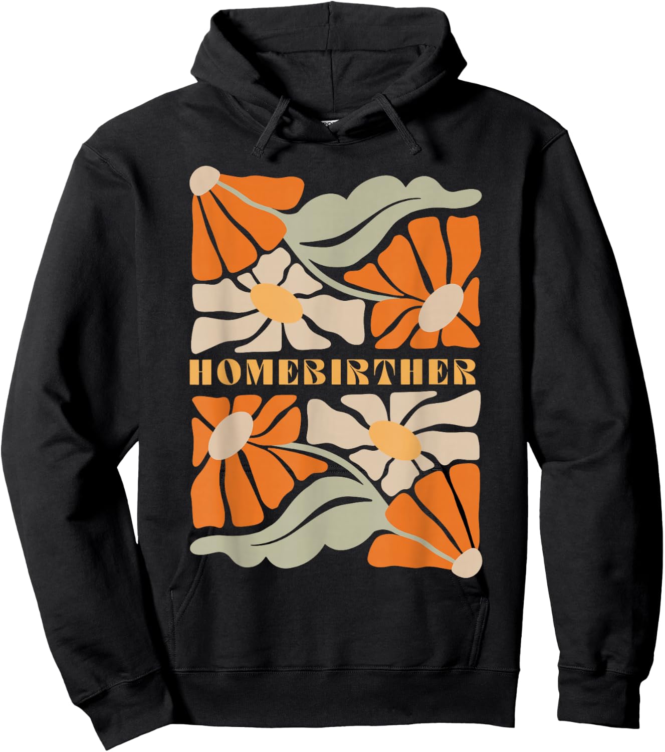 Boho Wildflower Homebirth Midwife Baby Catcher Doula Nurse Hoodie - Hoodie | Black