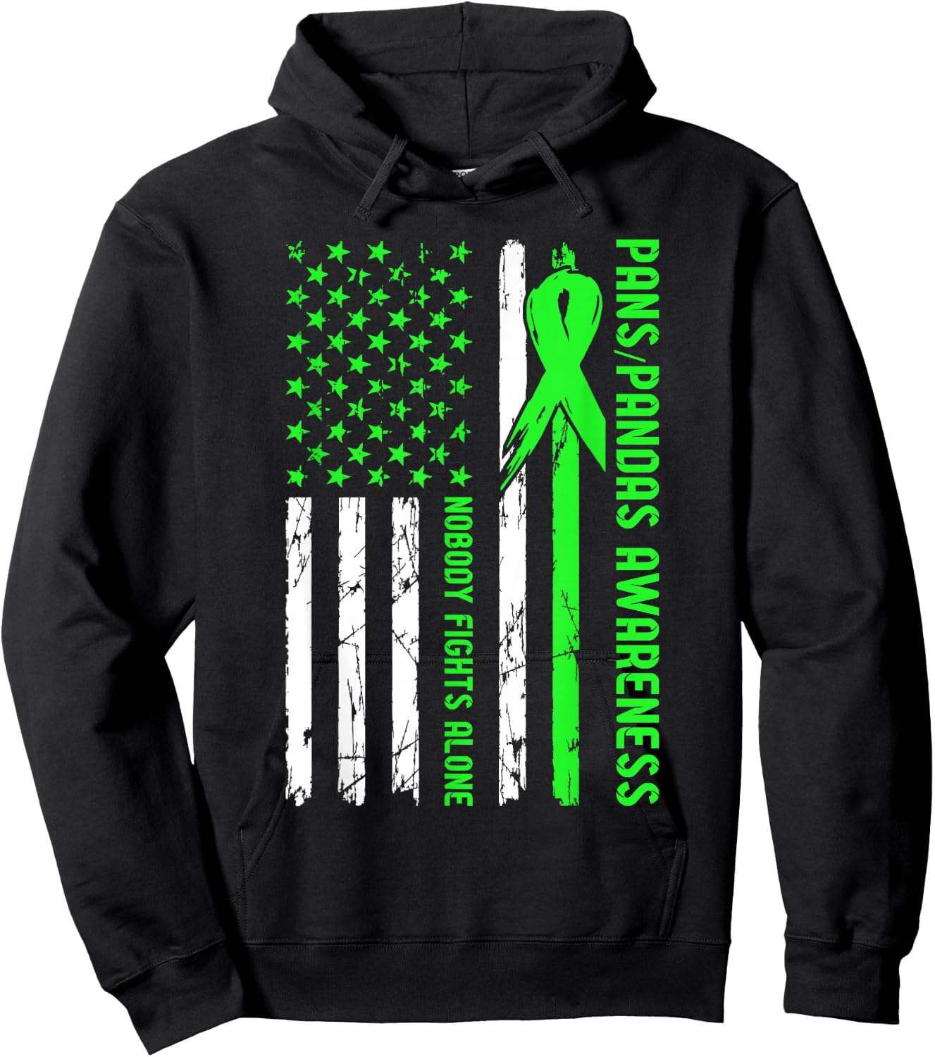 PANS-PANDAS Awareness Flag Nobody Fights Alone Hoodie - Hoodie | Black