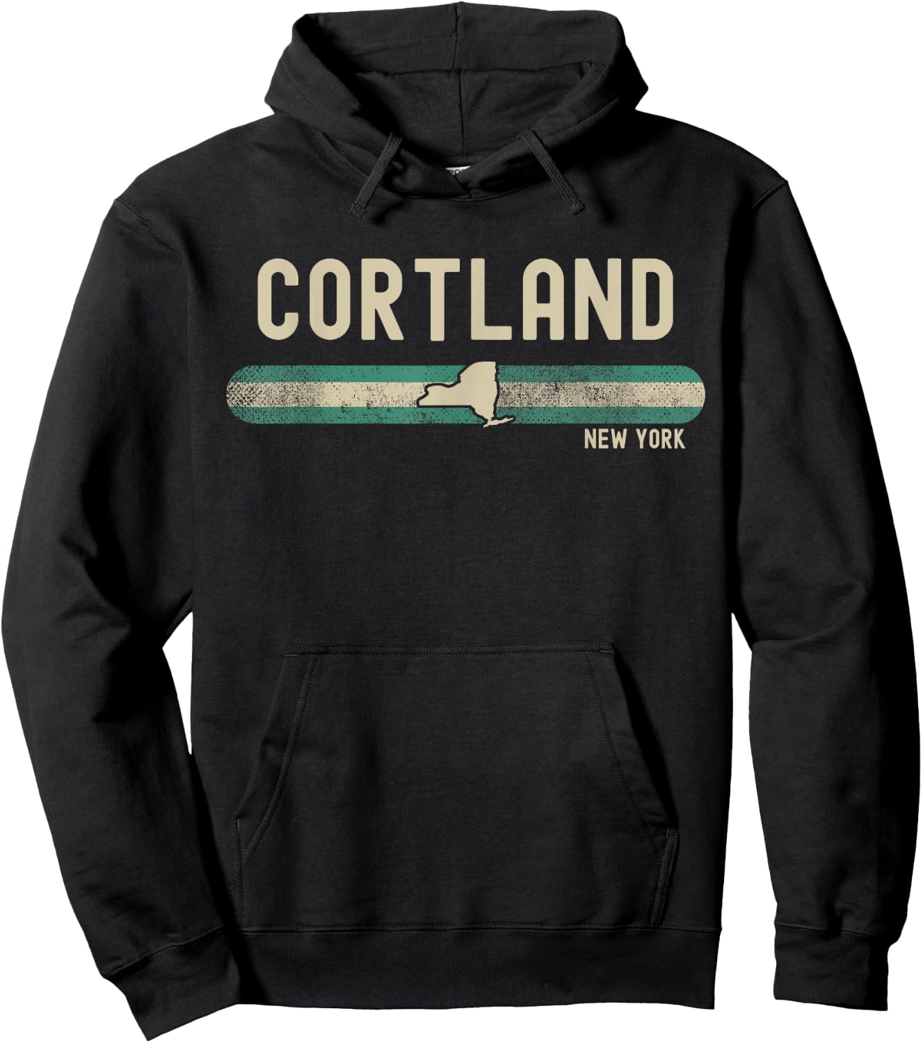 Cortland NY | New York | Travel & 80s Style Hoodie - Hoodie | Black