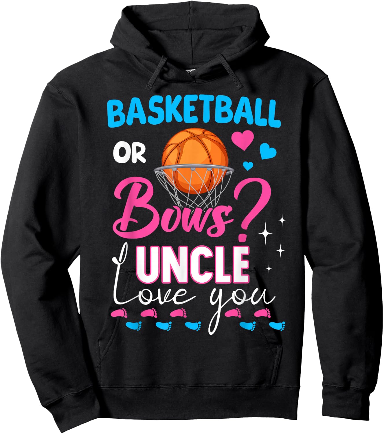 Basketball or Bows Uncle Loves You 2025 Gender Reveal Hoodie - Hoodie | Black