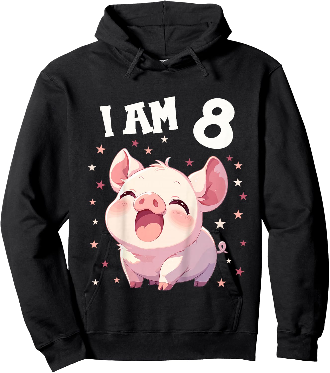 Kids 8 Years old 8 birthday Pigs Boy Girl Pig Hoodie - Hoodie | Black