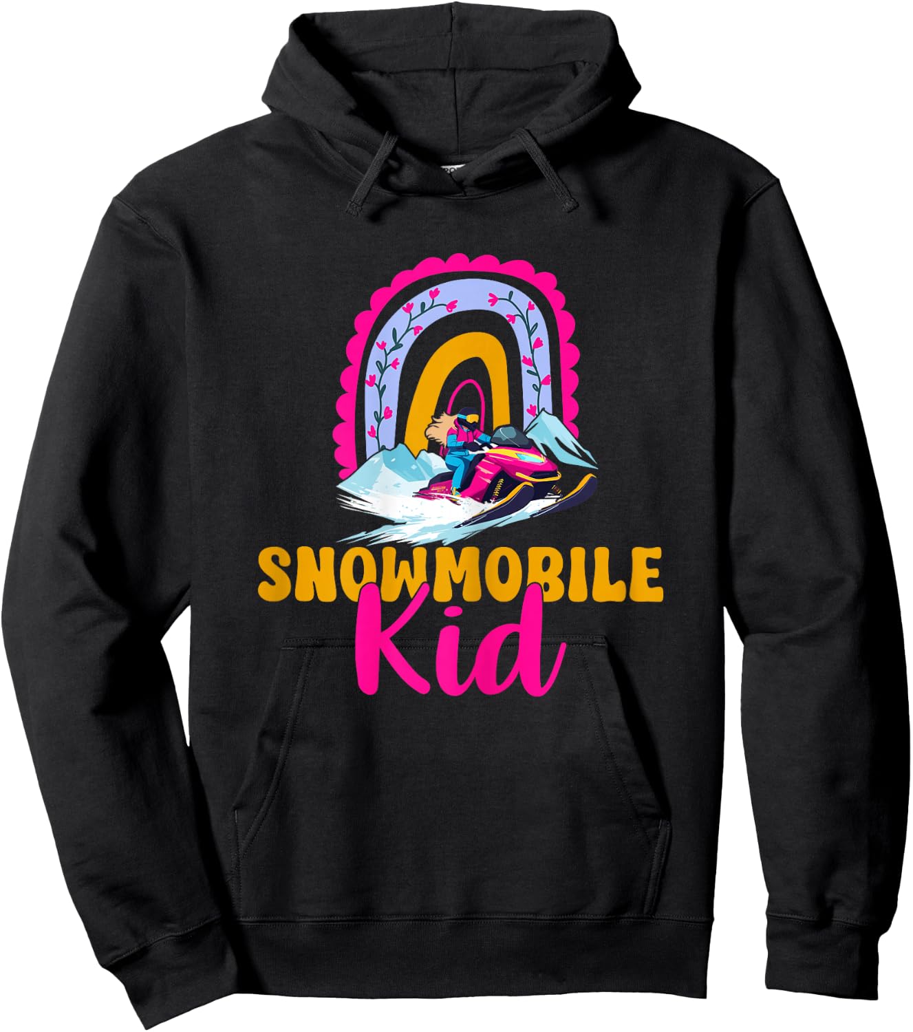 Snowmobile Kid Boho Rainbow Future Snowmobile Rider Hoodie - Hoodie | Black