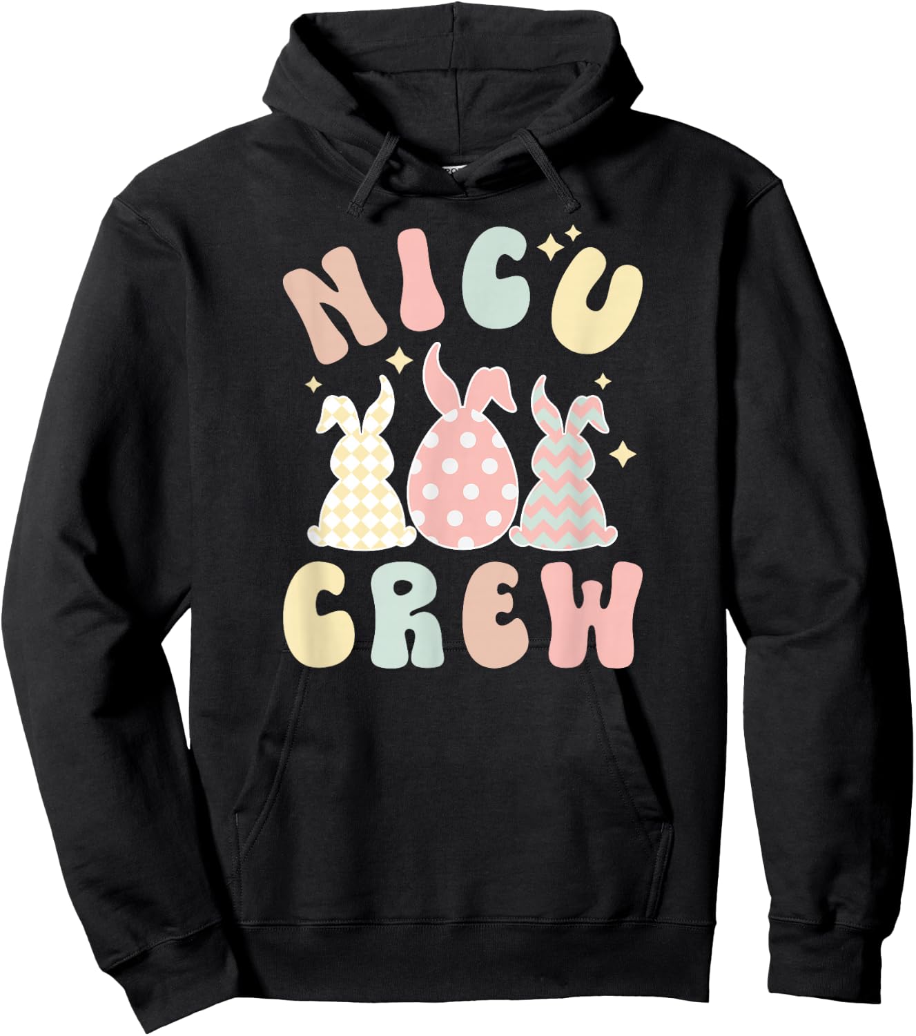 NICU Crew NICU Nurse Easter Bunny NICU Nursing Easter Day Hoodie - Hoodie | Black