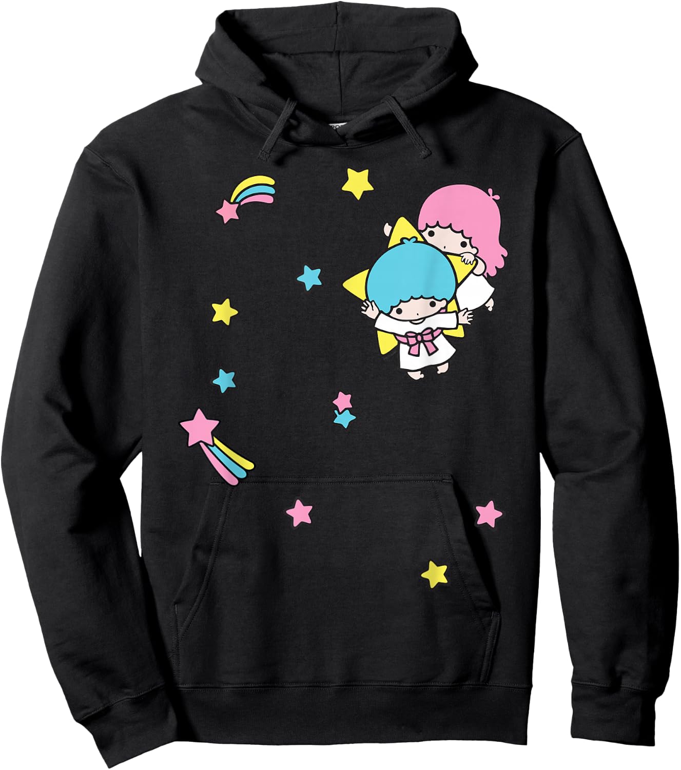 Little Twin Stars Rainbow Stars Hoodie - Hoodie | Black