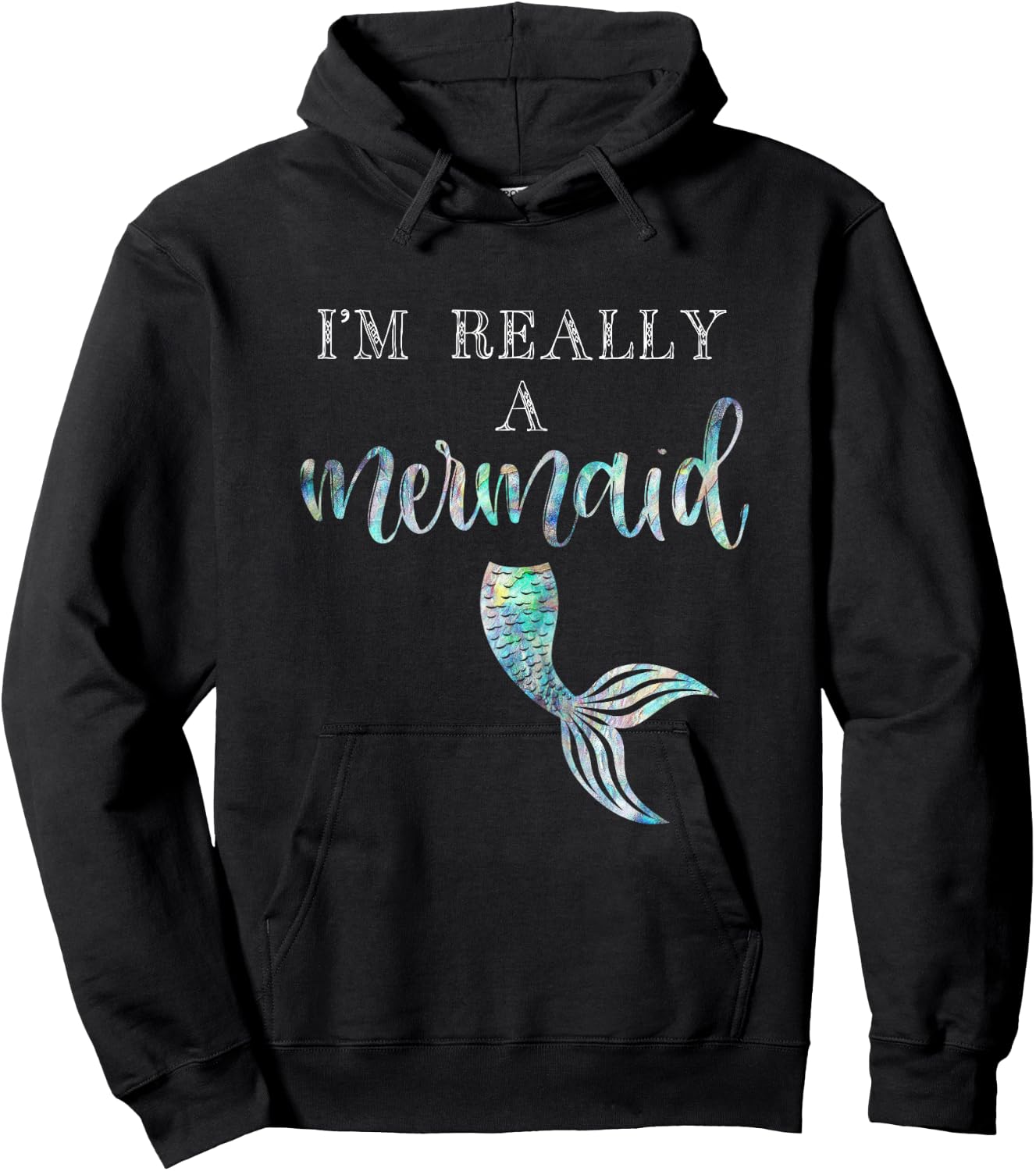 I'm Really A Mermaid Purple Shirt Cute Birthday Bridal Hoodie - Hoodie | Black