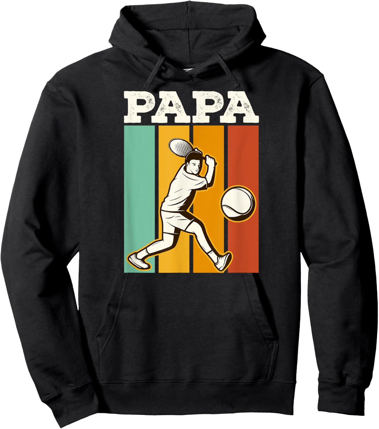 Tennis Papa 70s Retro Style Tennis Fathers Day Hoodie - Hoodie | Black