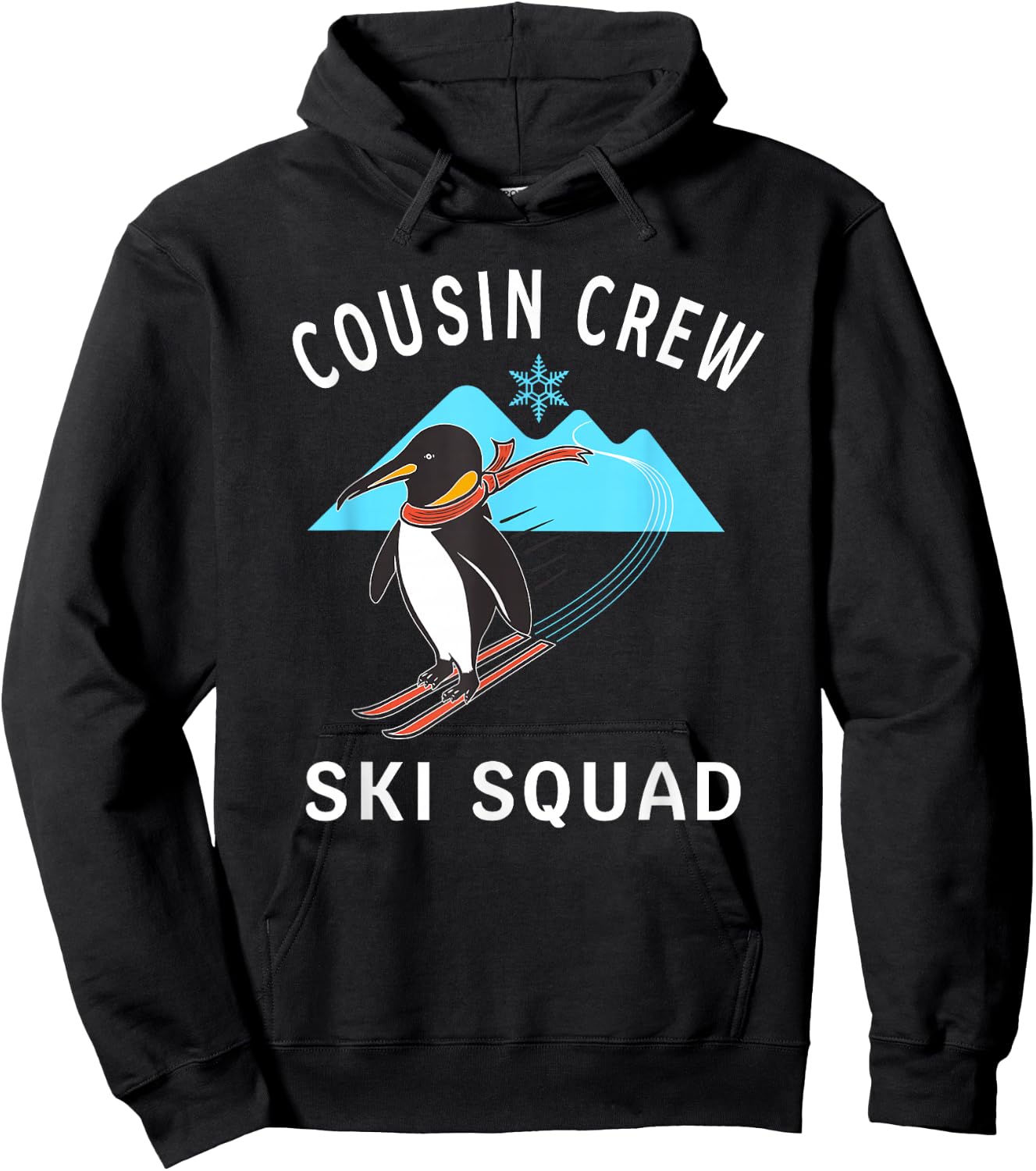 Cousin Crew Ski Squad Snow Penguin Mountain Graphic Art Hoodie - Hoodie | Black