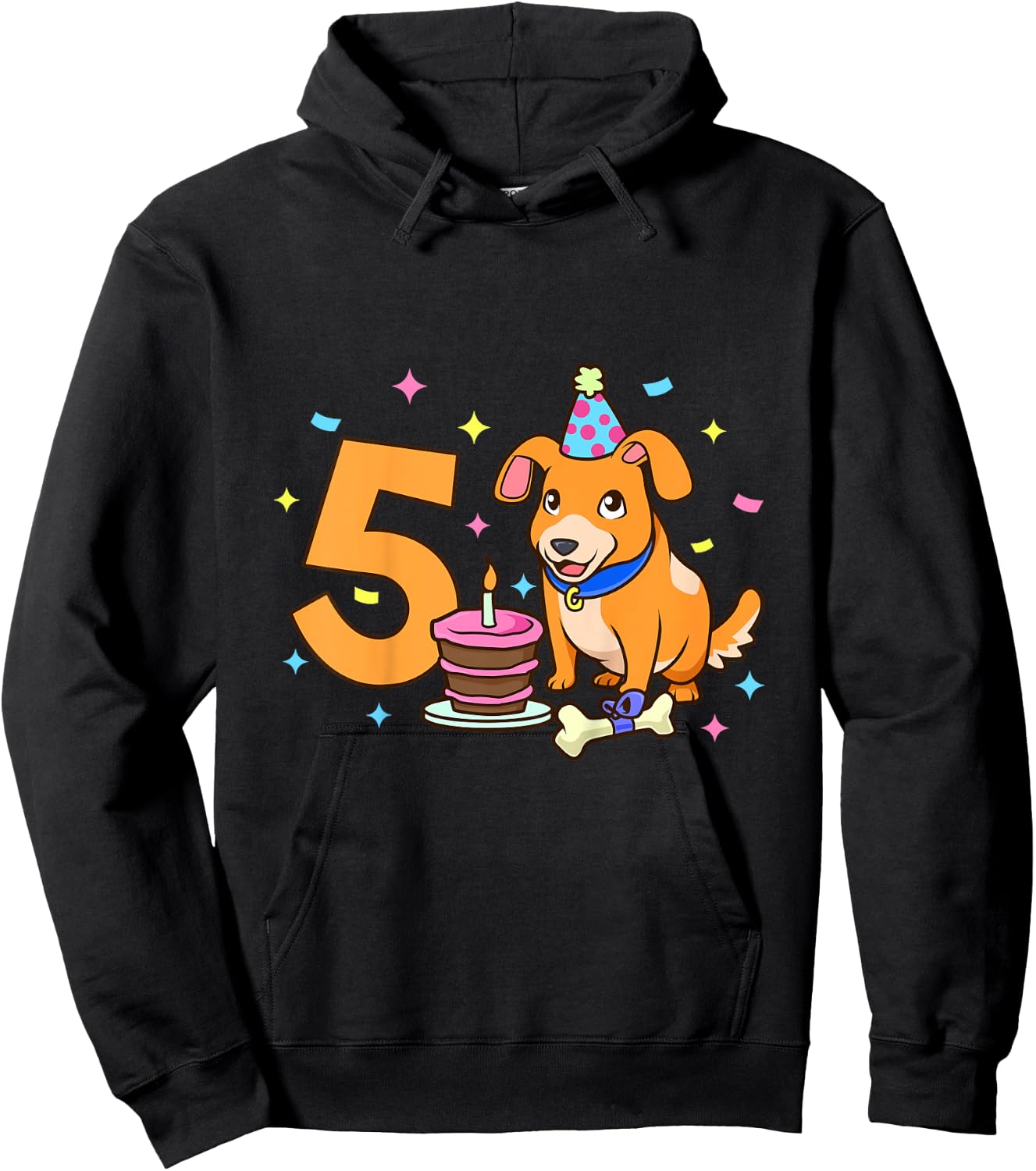 Geburtstagsshirt Hund - Kinder Geburtstag 5 Jahre Hoodie - Hoodie | Black
