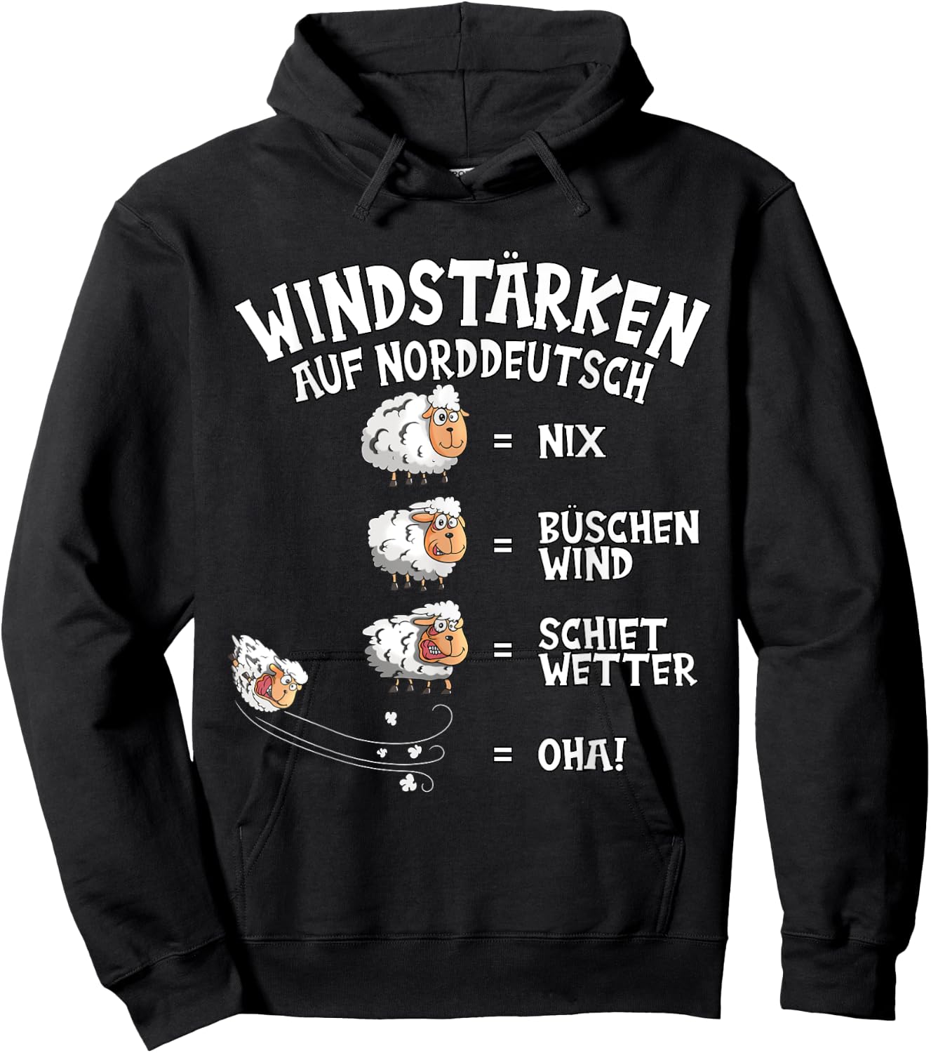 Wind Force in North German Sheep Nix Büschen Shiet Weather , black Hoodie - Hoodie | Black