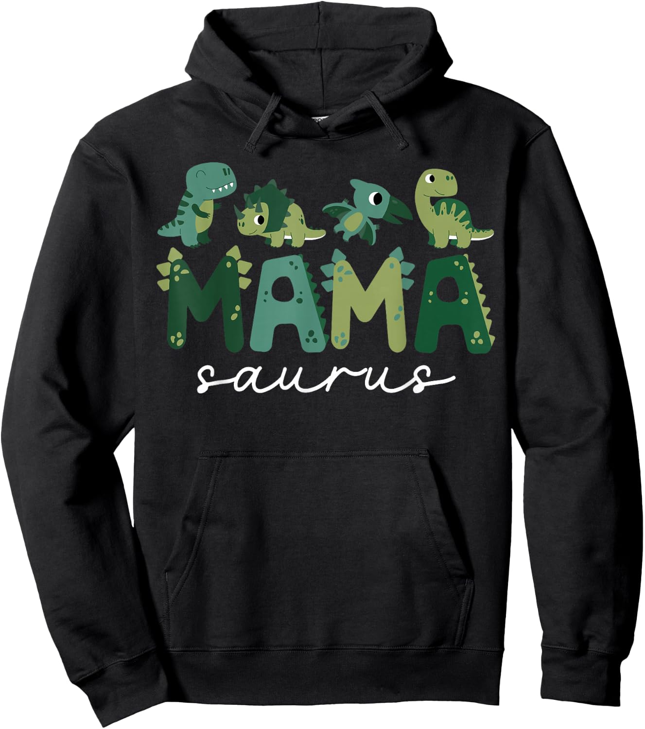 Mama Saurus Mom Dinosaur Three Rex Birthday Boy Girl Family Hoodie - Hoodie | Black