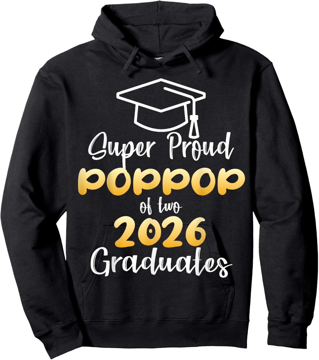 Super Proud POP POP of 2026 Graduates Twin Senior Family Hoodie - Hoodie | Black