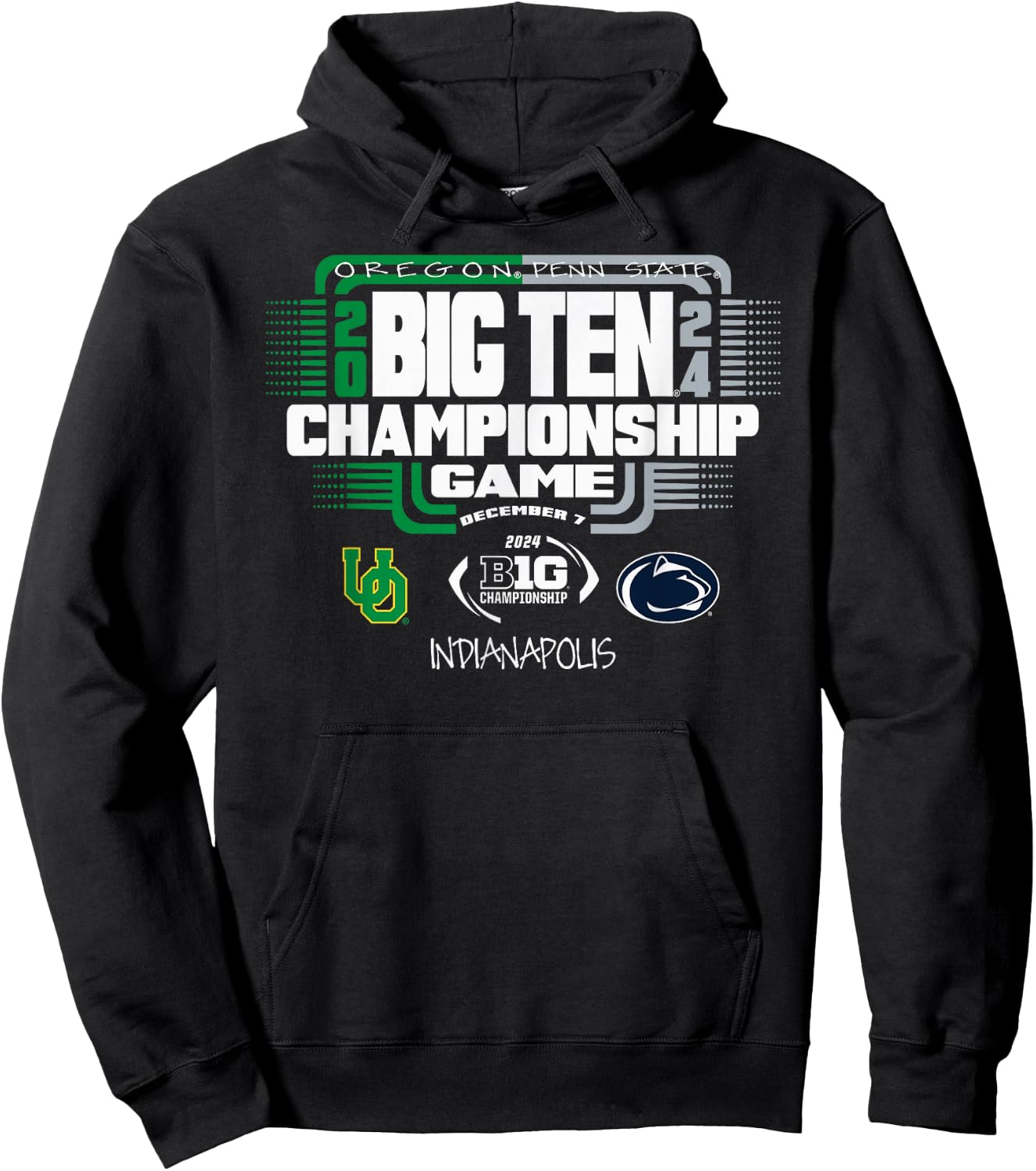 Oregon Ducks vs PSU Nittany Lions Big Ten Championship 2024 Hoodie - Hoodie | Black