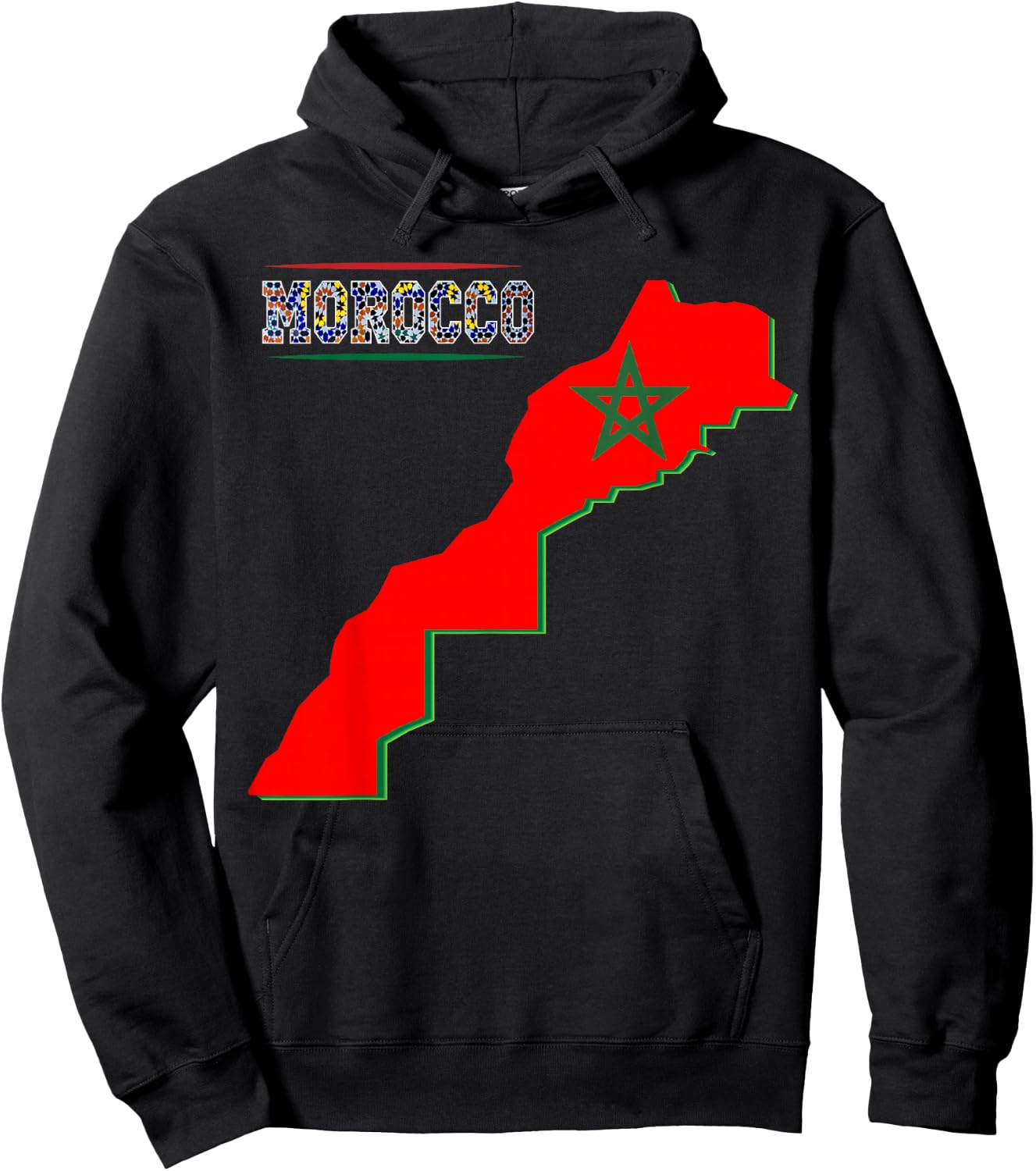 Morocco Map Flag Shirt Retro Moroccan Flag Morocco Men Women Hoodie - Hoodie | Black