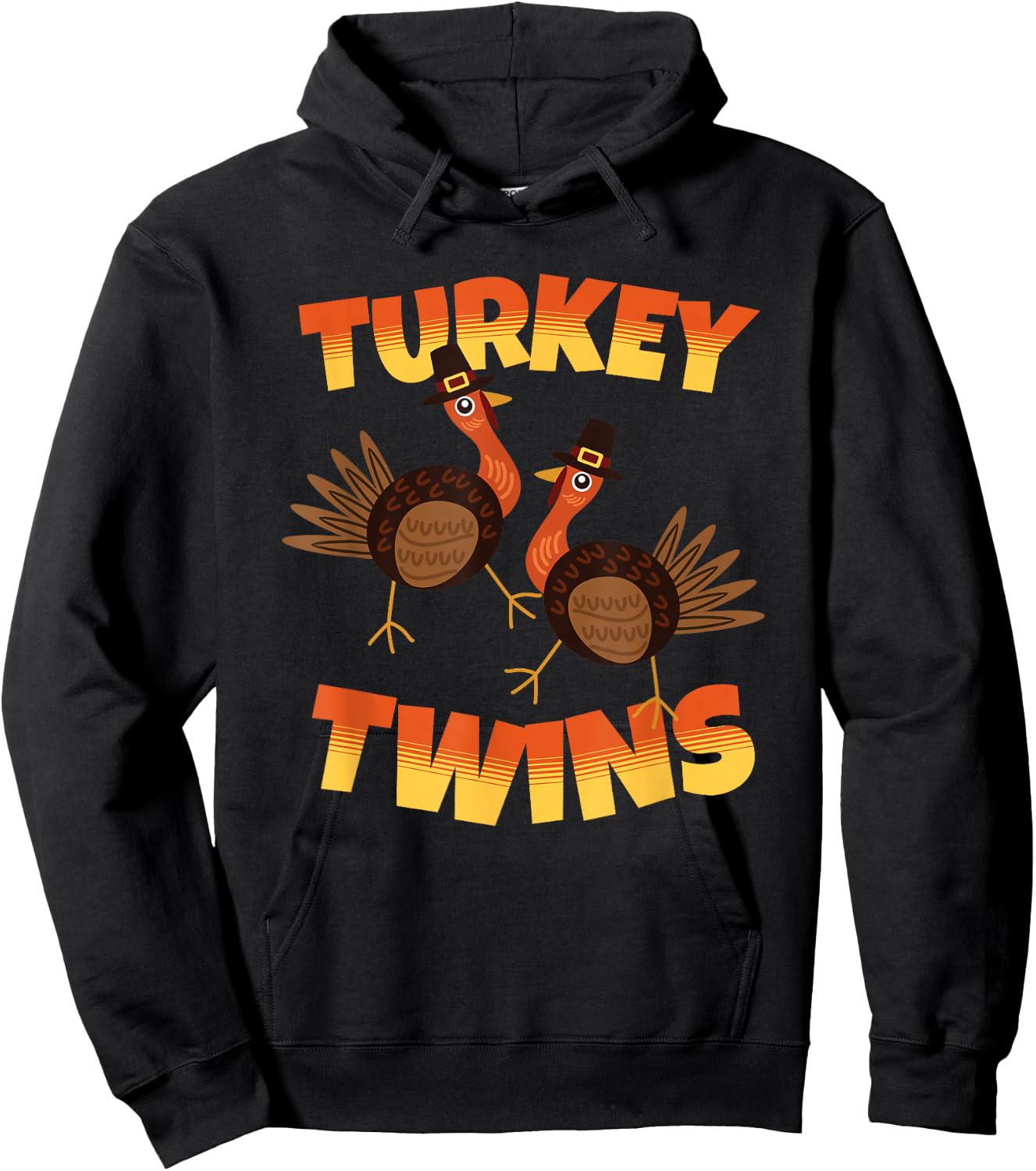 Thanksgiving Matching Twins Turkeytwins Funny Humor Turkey Hoodie - Hoodie | Black