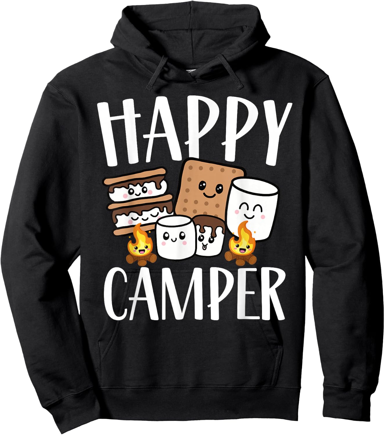 Kawaii Smore Happy Camper Camping Crew Trip Campfire Squad Hoodie - Hoodie | Black
