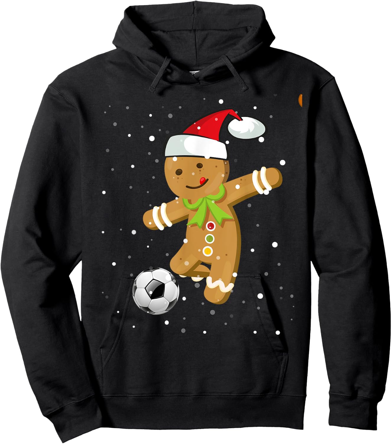 Christmas Football Soccer Gingerbread Player Hoodie - Hoodie | Black