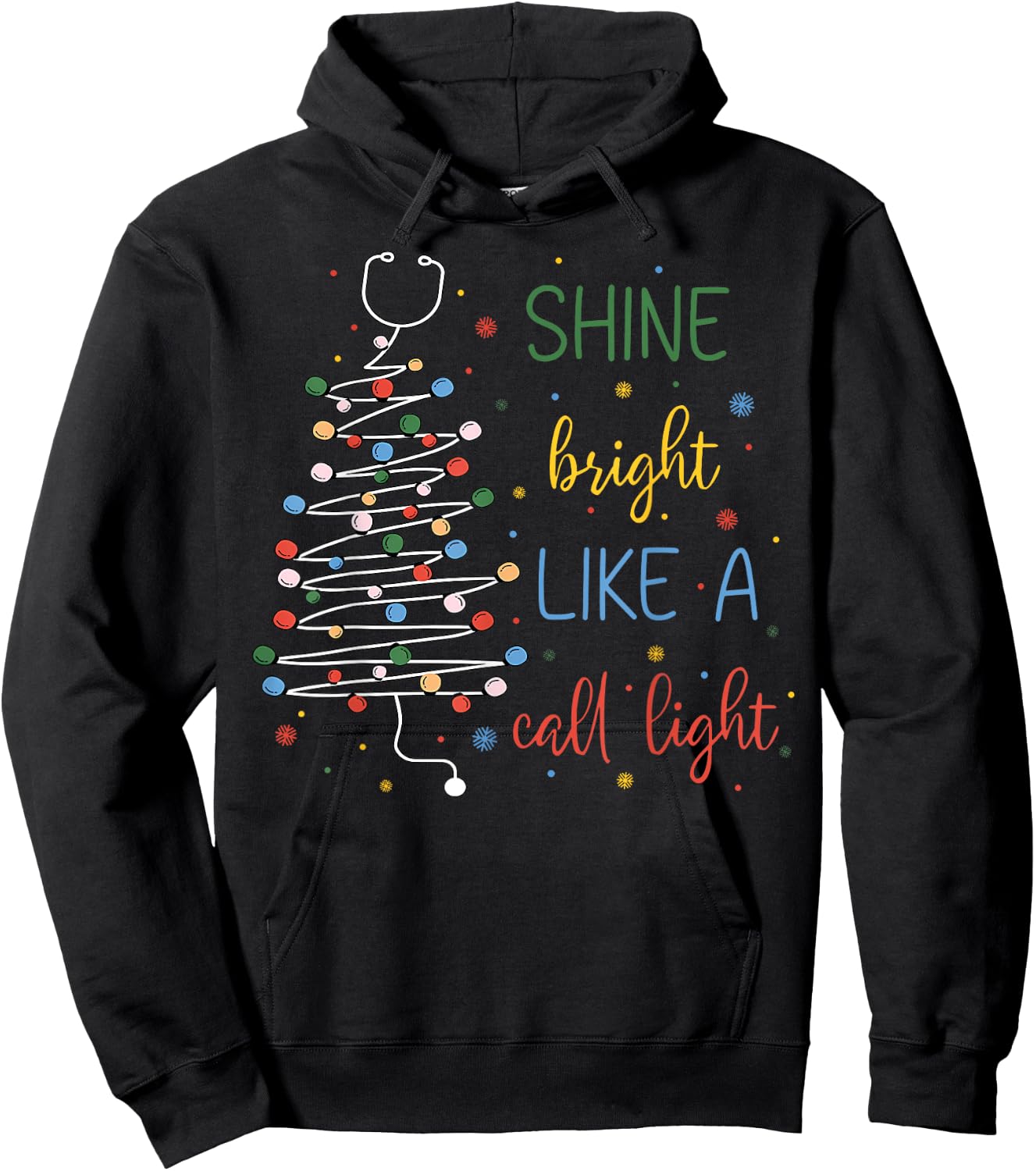 Shine Bright Like A Call Light RN Nurse Christmas Lights Hoodie - Hoodie | Black
