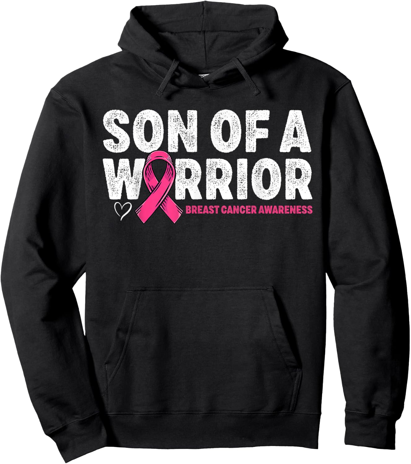 Son of A Warrior Breast Cancer Awareness Pink Ribbon Mom Hoodie - Hoodie | Black