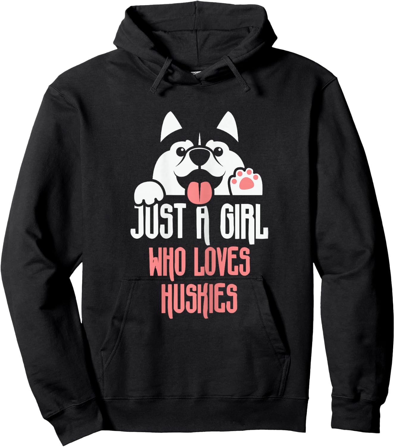 Cute Just A Girl Who Loves Huskies - Dog Lover Gift Hoodie - Hoodie | Black