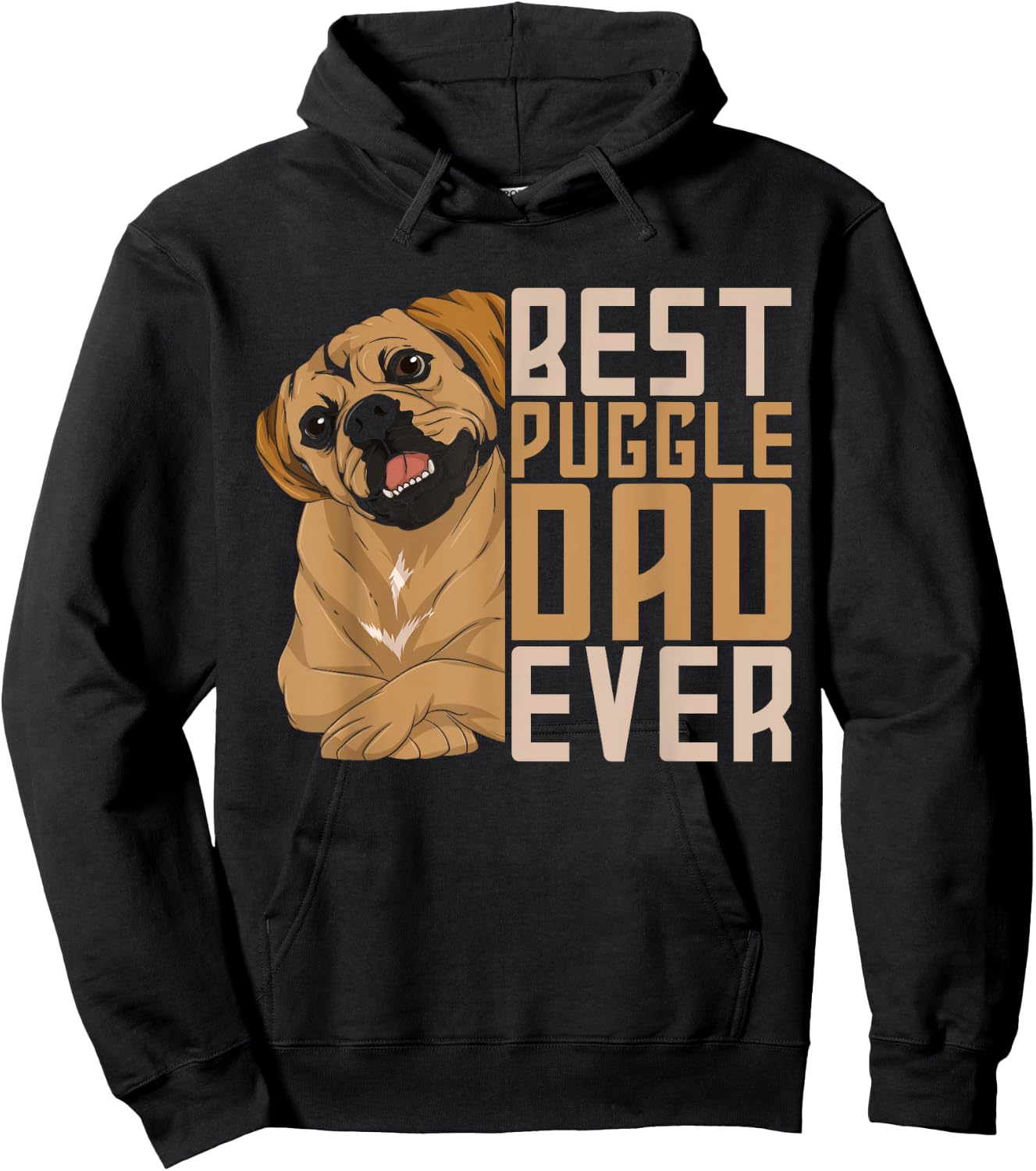 Best Puggle Dad Ever Cute Animal Dog Owner Puggle Hoodie - Hoodie | Black