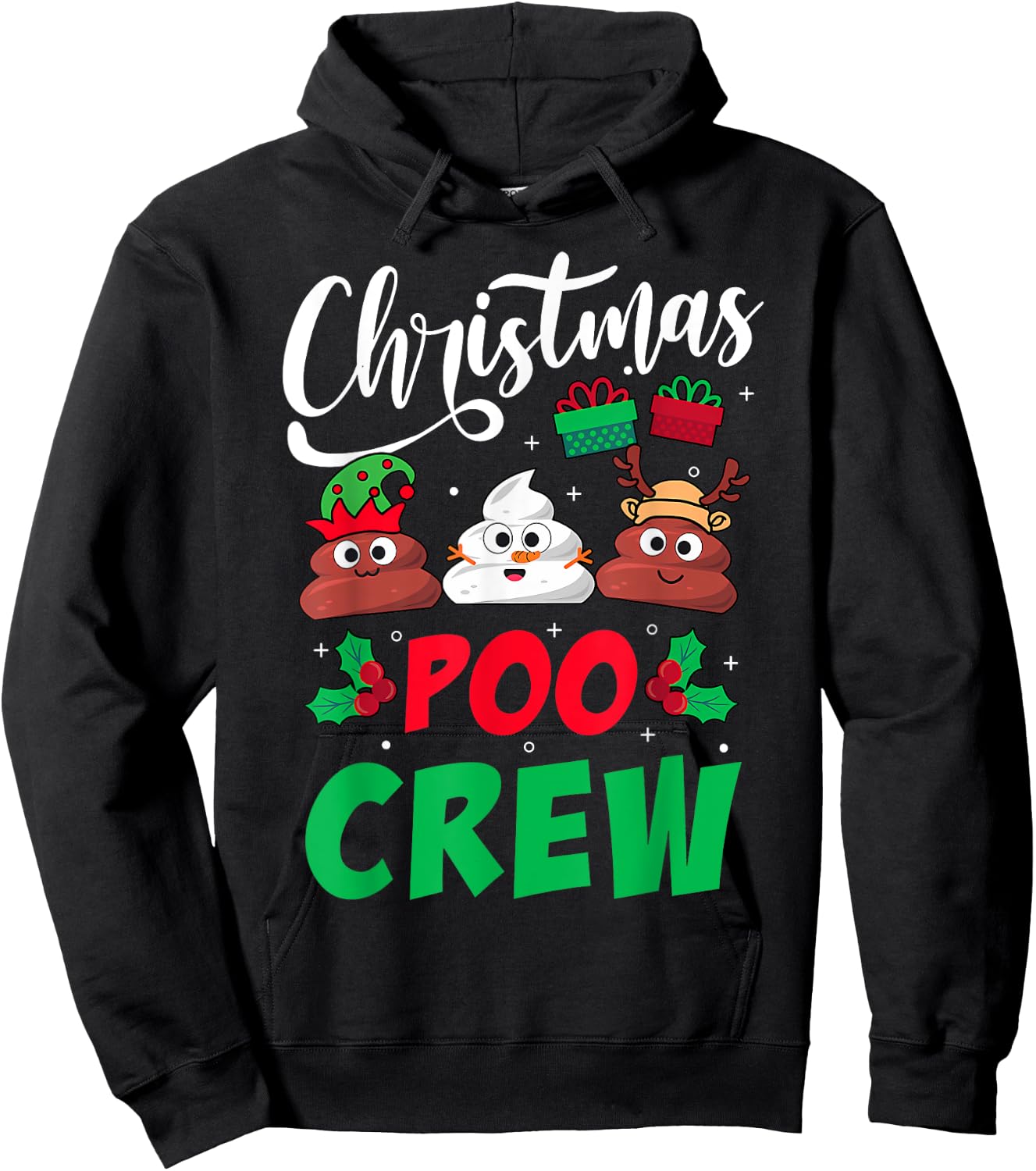 Christmas Poo Crew Funny Poo Xmas Pajama Hoodie - Hoodie | Black