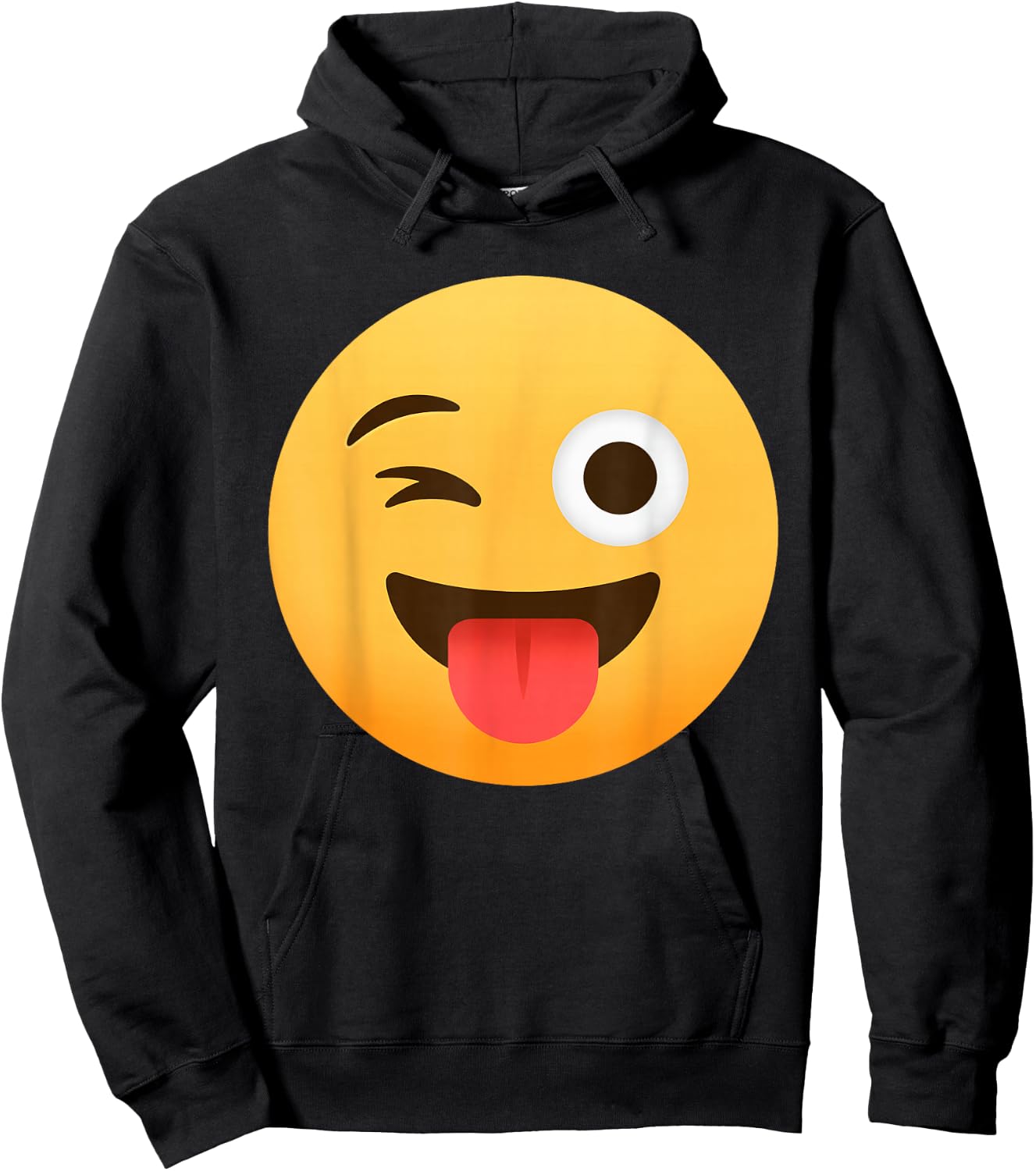 Funny Emoticon Winking Face Stuck-Out Tongue Winking Eye Hoodie - Hoodie | Black