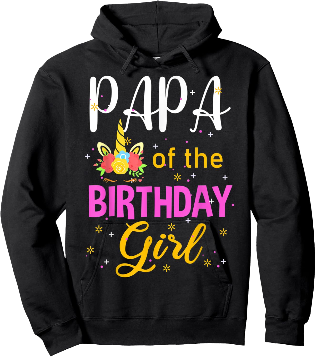 Papa of The Birthday Girl Unicorn Lover Funny Matching Hoodie - Hoodie | Black