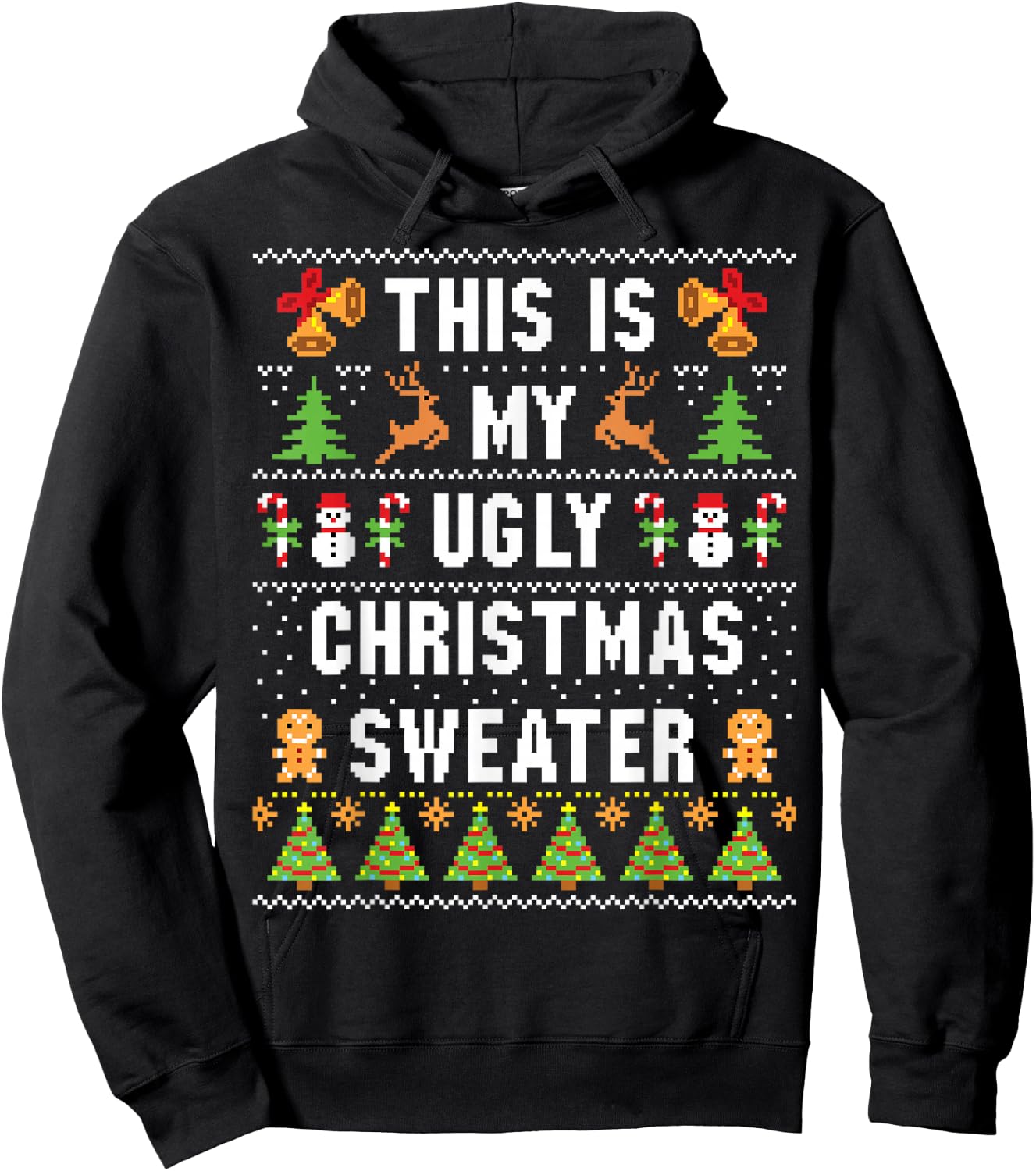 This Is My Ugly Sweater Funny Christmas Short Sleeve Hoodie - Hoodie | Black
