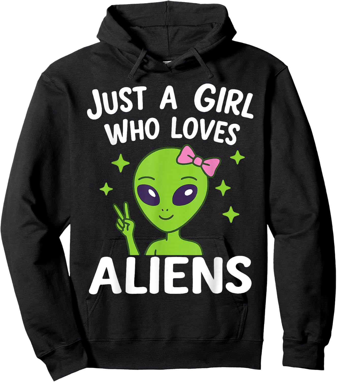 Just a Girl Who Loves Aliens Cute Kawaii Space Lover Women Hoodie - Hoodie | Black