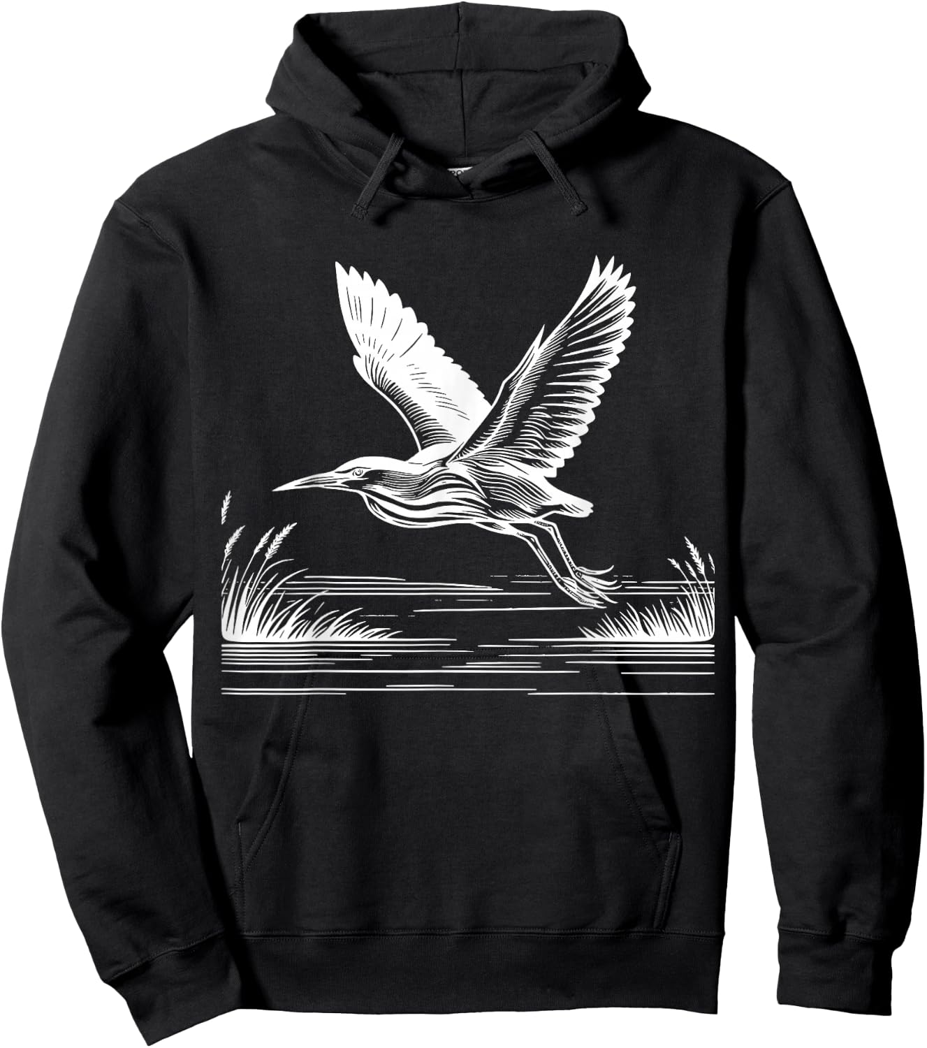 Line Art Bird & Ornithologist American Bittern Hoodie - Hoodie | Black