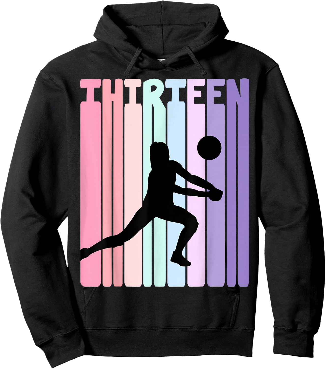 13th Birthday Retro Volleyball Girl Player 13 Years Old Kids Hoodie - Hoodie | Black