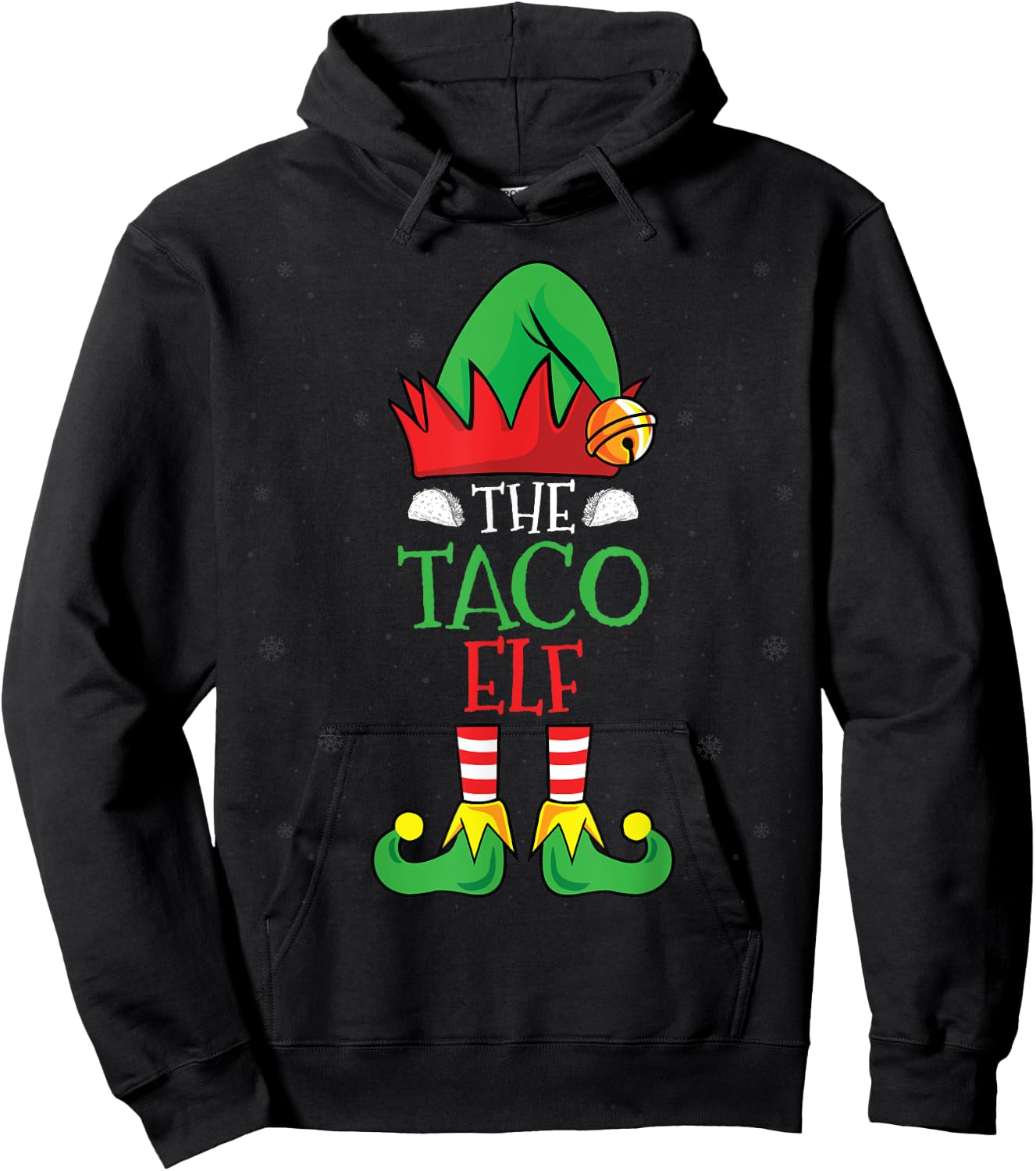 Tacos Lover Elf Xmas Holidays Mexican Food Christmas Taco Hoodie - Hoodie | Black