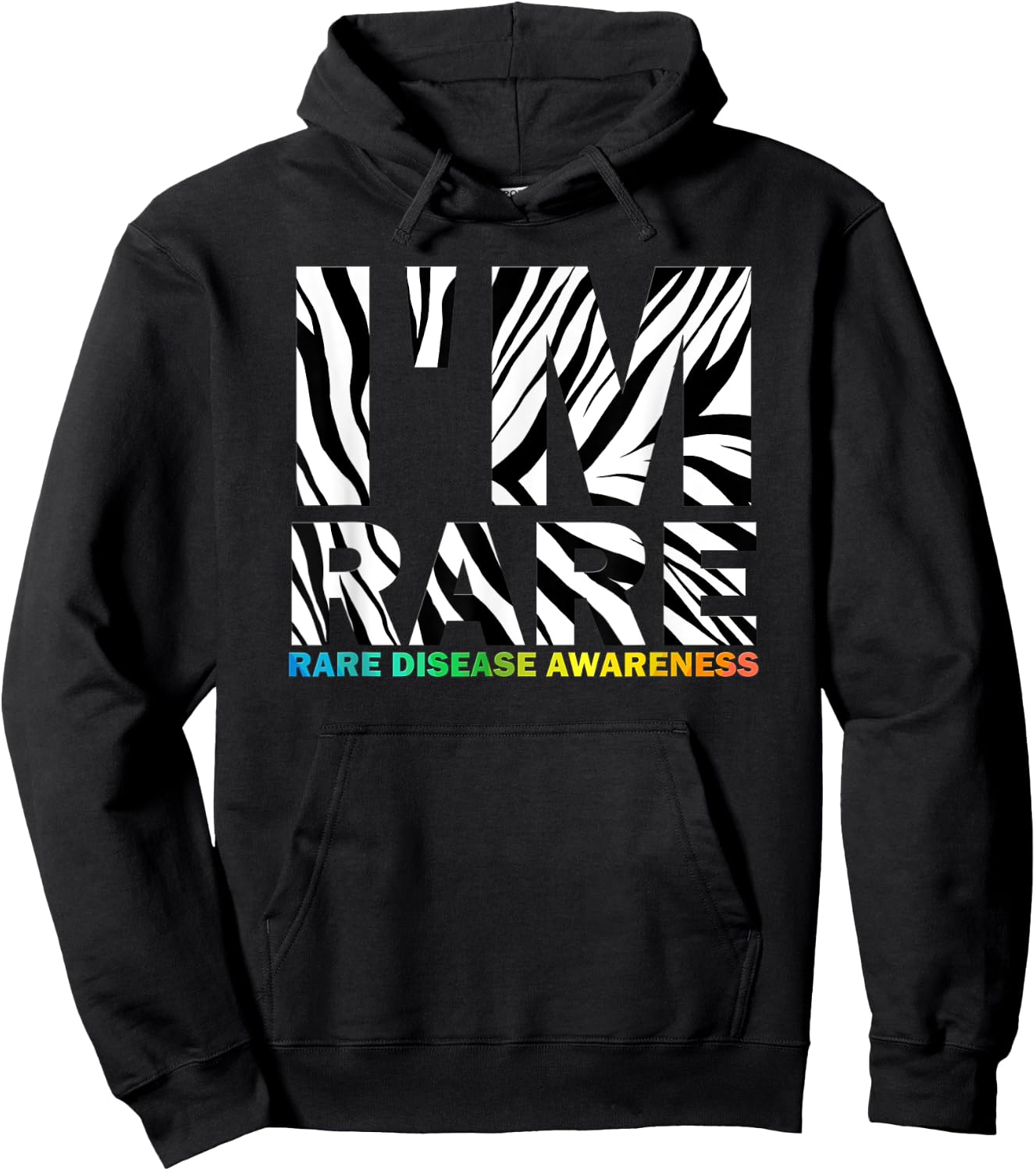 I'm Rare, zebra style for Rare disease awareness Hoodie - Hoodie | Black