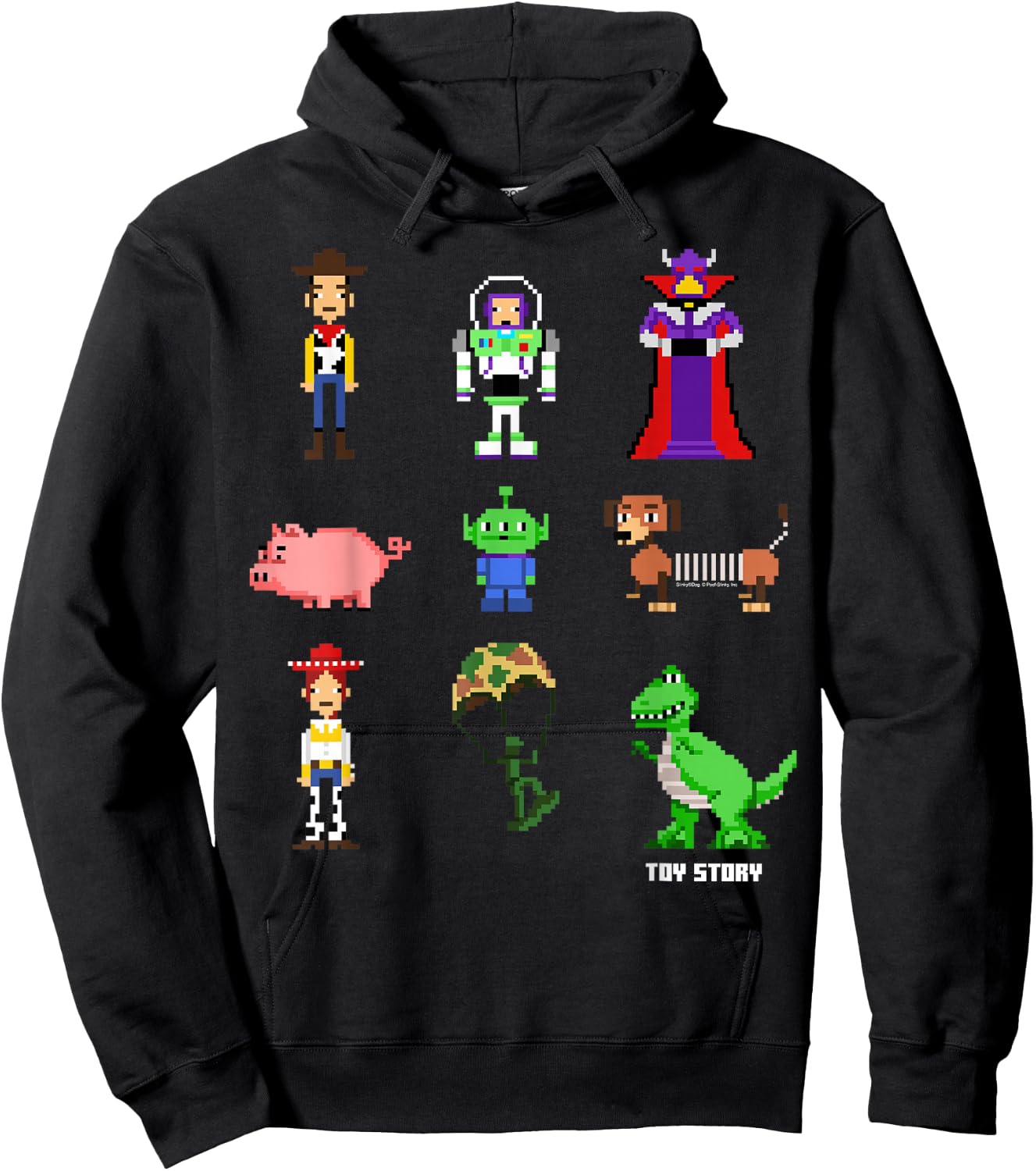 Disney Pixar Toy Story Pixel Toys 8 Bit Retro Style Icons Hoodie - Hoodie | Black