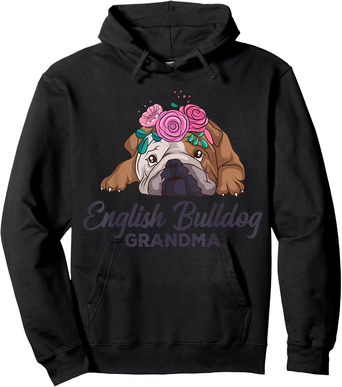 English Bulldog Grandma Dog Lover Owner Women Hoodie - Hoodie | Black